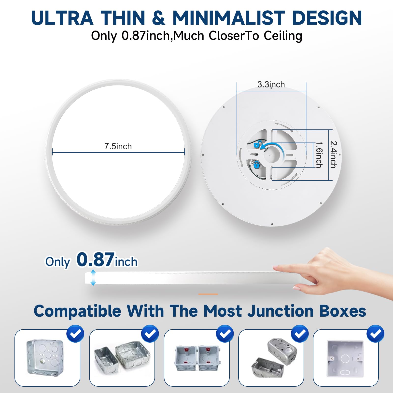 Wkoncldy 8-Pack 7.5Inch Led Ceiling Lights, 5 Colors Selectable Flush Mount Ceiling Lights, Ultra Thin Led Ceiling Lights Fixtur