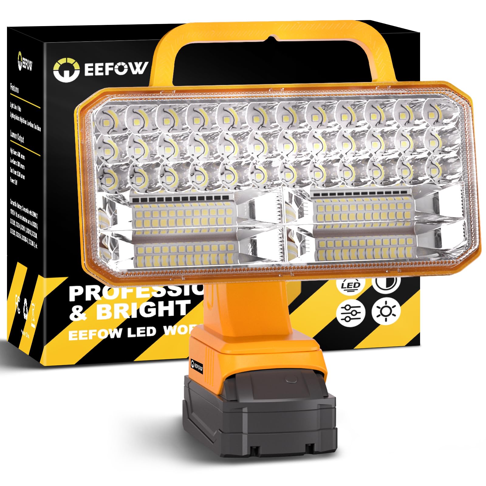 EEFOW 20V Max LED Work Light, 9200LM, 3 Modes, Portable, ABS, 92W, Battery Powered, for Outdoor Construction