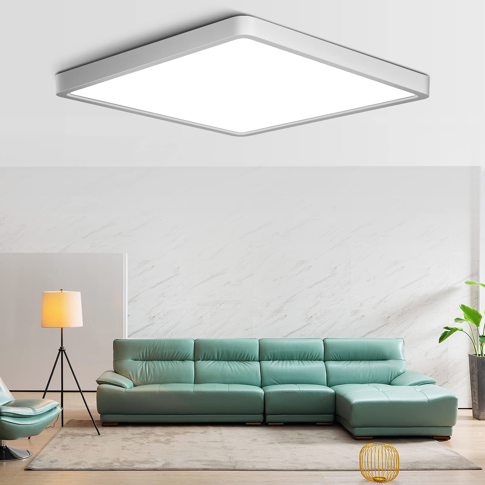 LightingWill 12-Inch 24W LED Ceiling Light Fixture, Daylight White, Plastic, Flush Mount for Bedroom, Kitchen, Bathroom