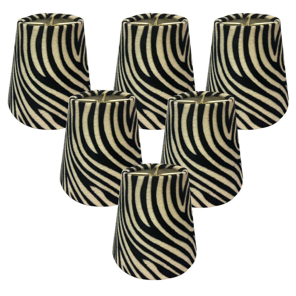 Royal Designs, Inc. Hardback Chandelier Shade CS-961-5-6, Zebra Print with White Lining, 3 x 5 x 4.5, (Pack of 6)