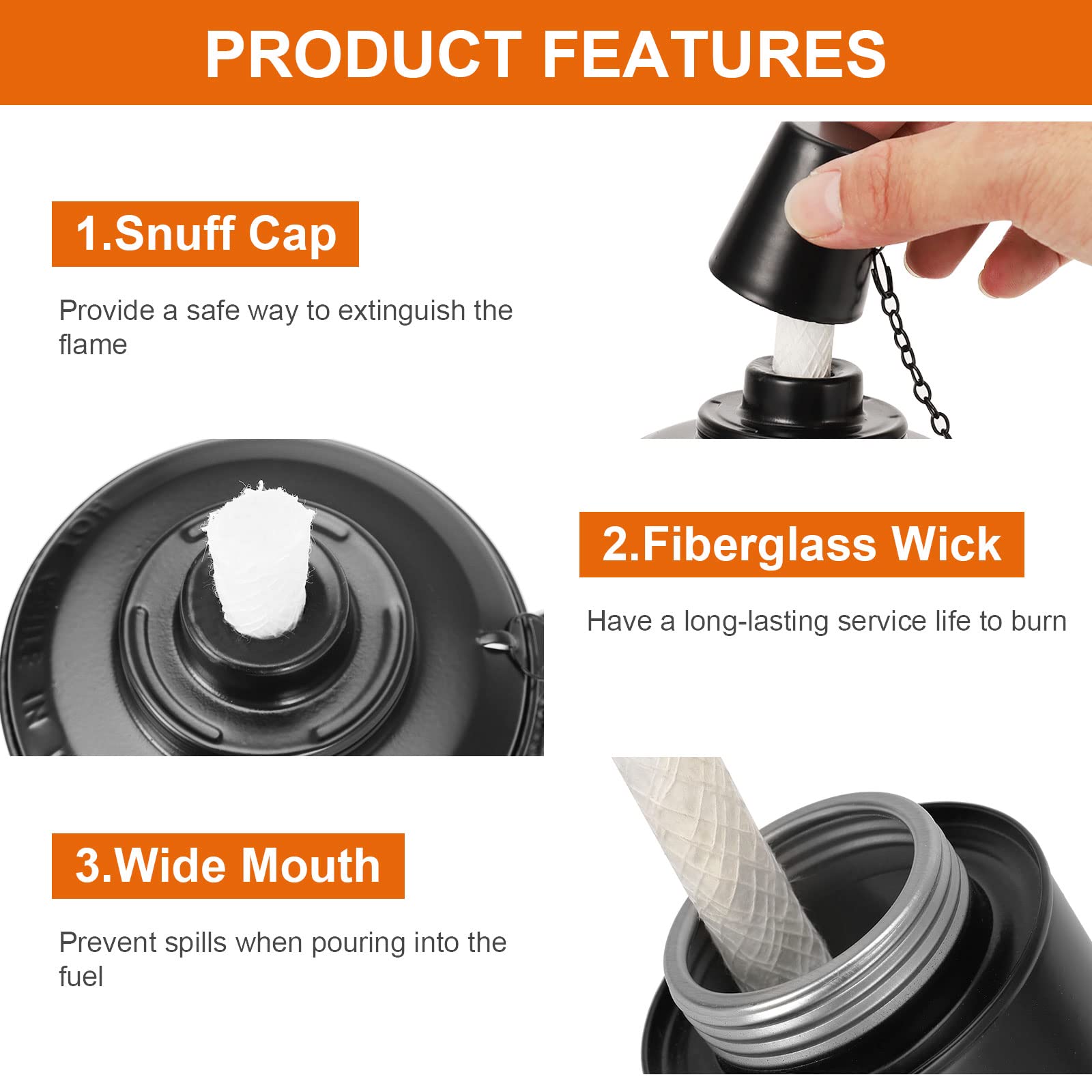 Taotazon 16Oz Torch Canisters - 4 Pack Refillable Metal Lanterns With Wicks & Caps For Garden, Patio Decor