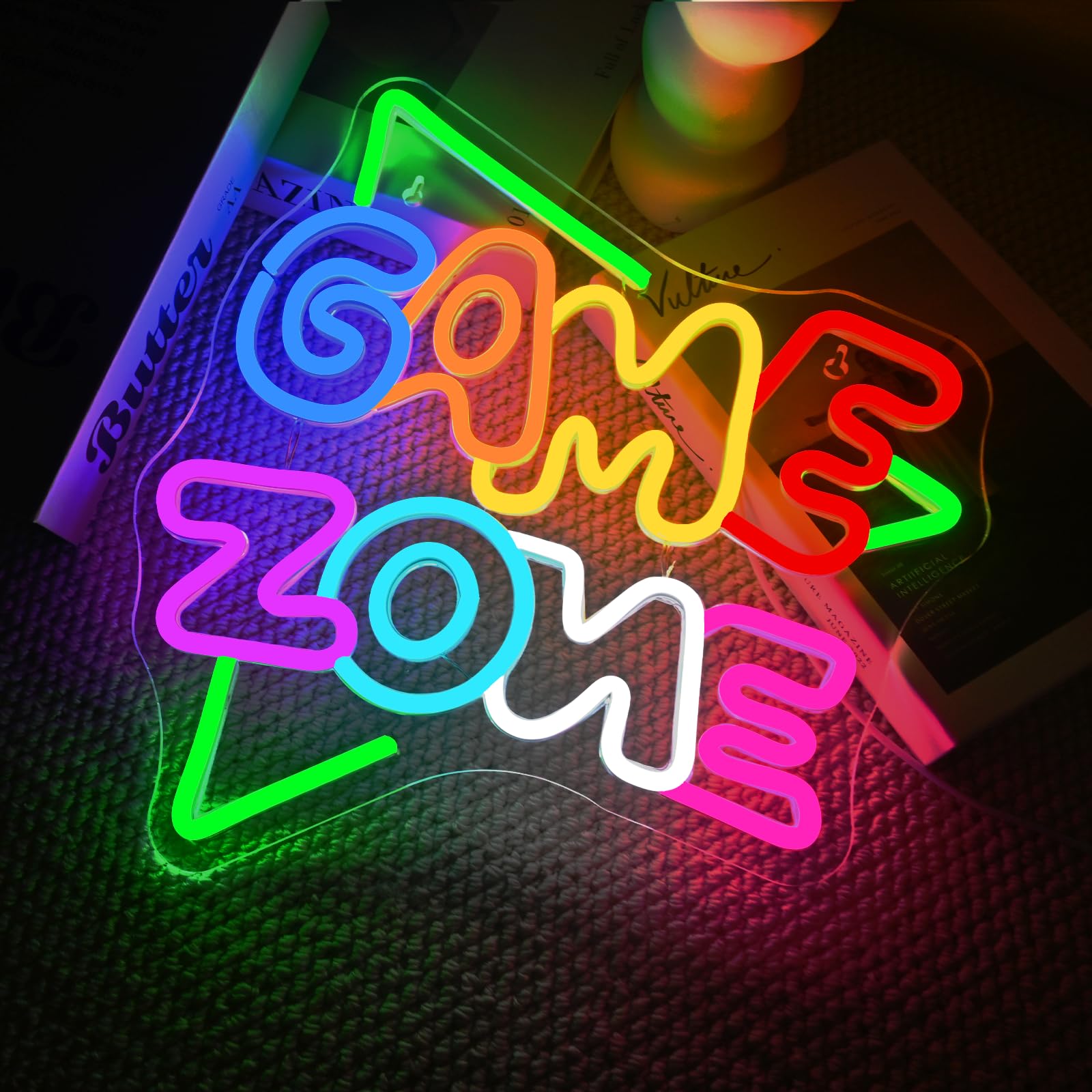 gamerneon Neon Sign for Gaming Room Decor - 12.6x13.78 inches - Colorful Green Game Zone - Model gamerneon-36