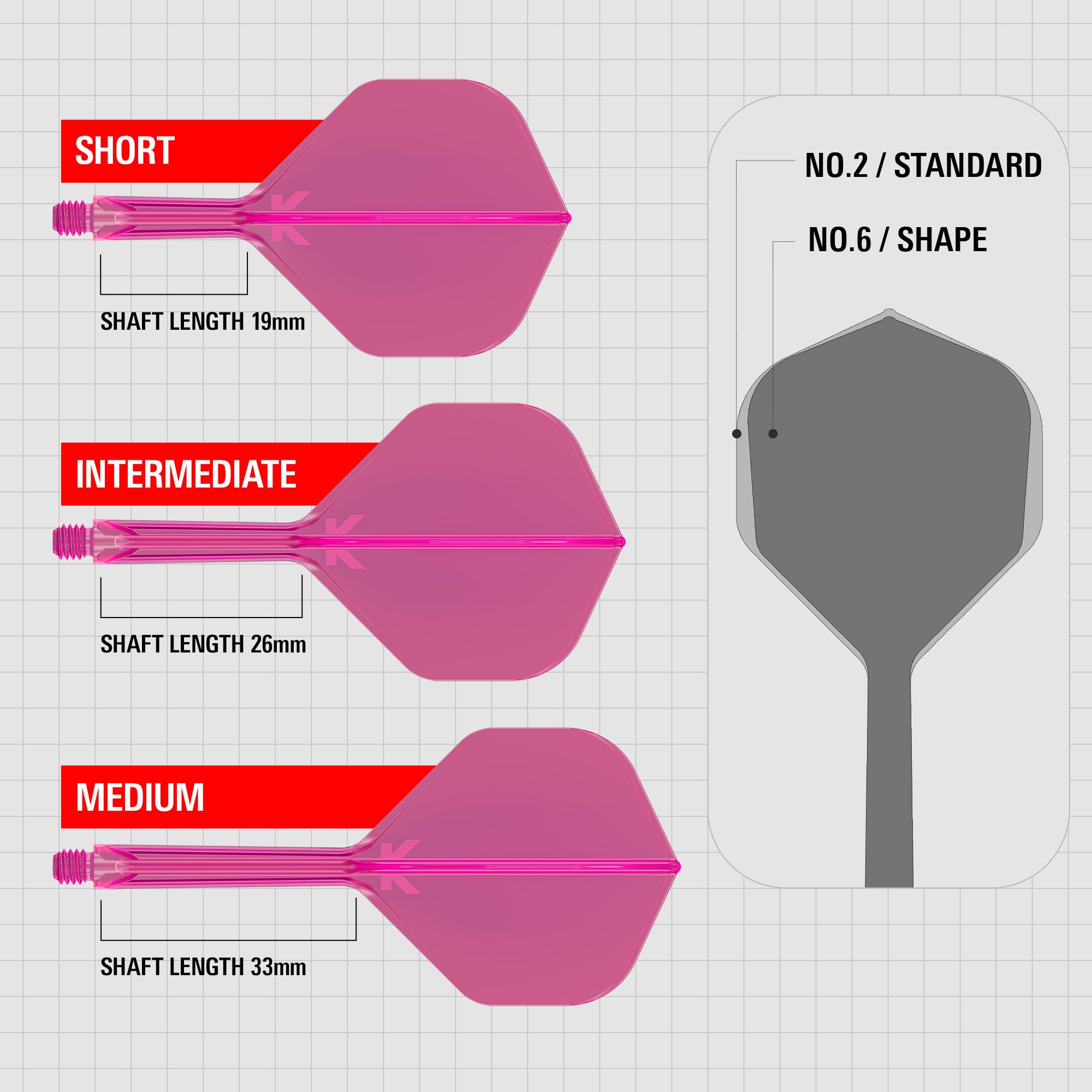 Target Darts K Flex Integrated Dart Flights And Shafts  No.2 Pink (Short) | Pack Of 3 K-Flex - No2  Kflex All In One Moulded Dart Flight & Stem | Professional Dart Accessories
