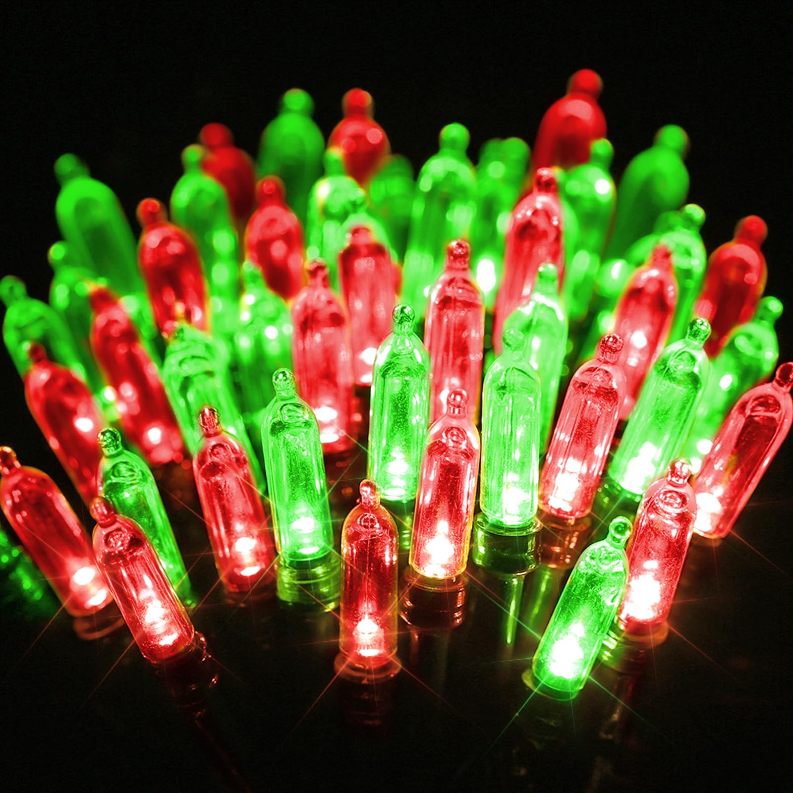 Lyhope Battery Christmas Lights  2Pack Total 66Ft 200 Led Christmas Lights Waterproof 8 Modes Battery Operated String Light For Outdoor & Indoor  Xmas Tree  Wreaths  Holiday Decoration (Red & Green)