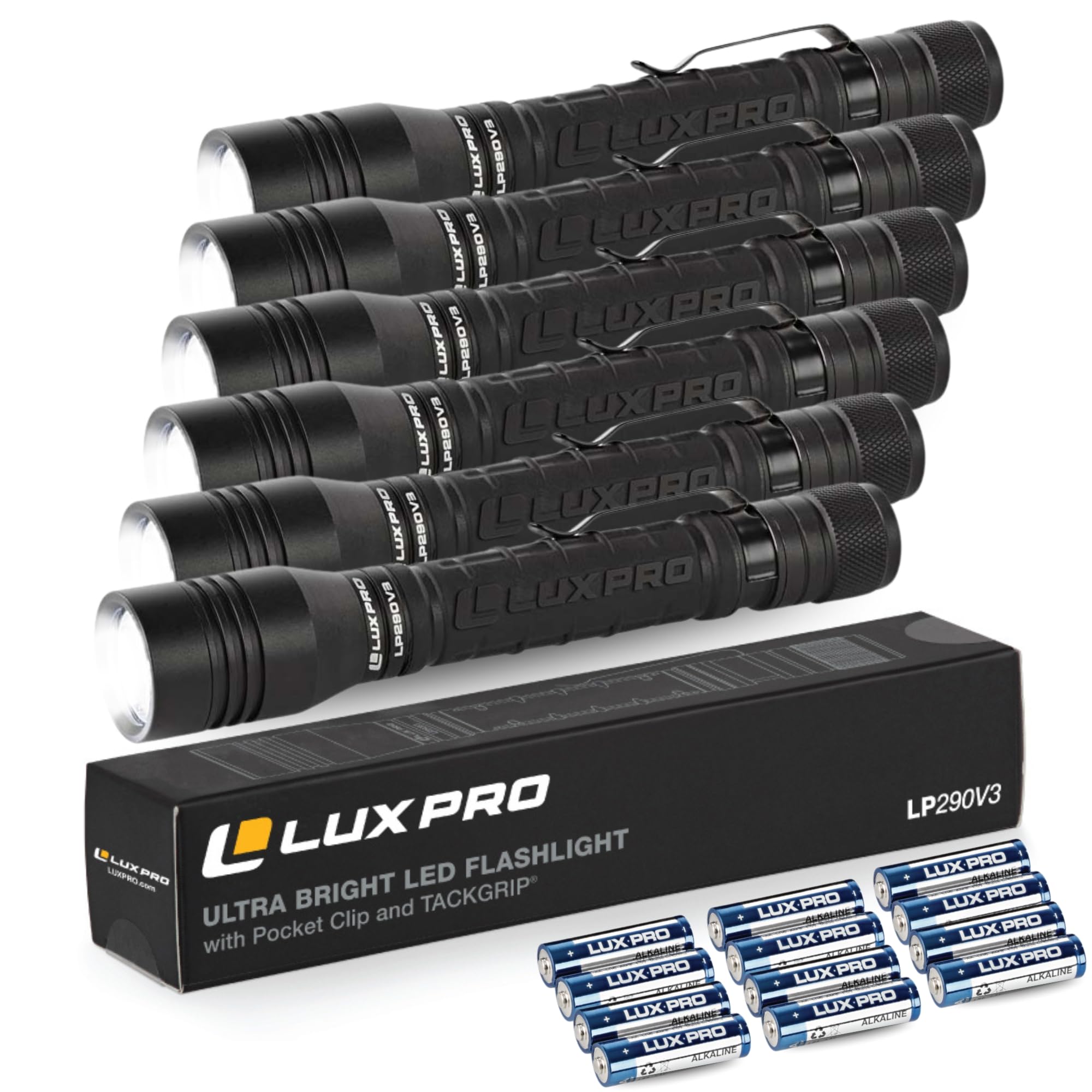 LUXPRO LP290V3 LED Flashlight - Bright 300 Lumens with 3 Light Modes - Aircraft-Grade Aluminum with IPX4 Waterproof Protection &
