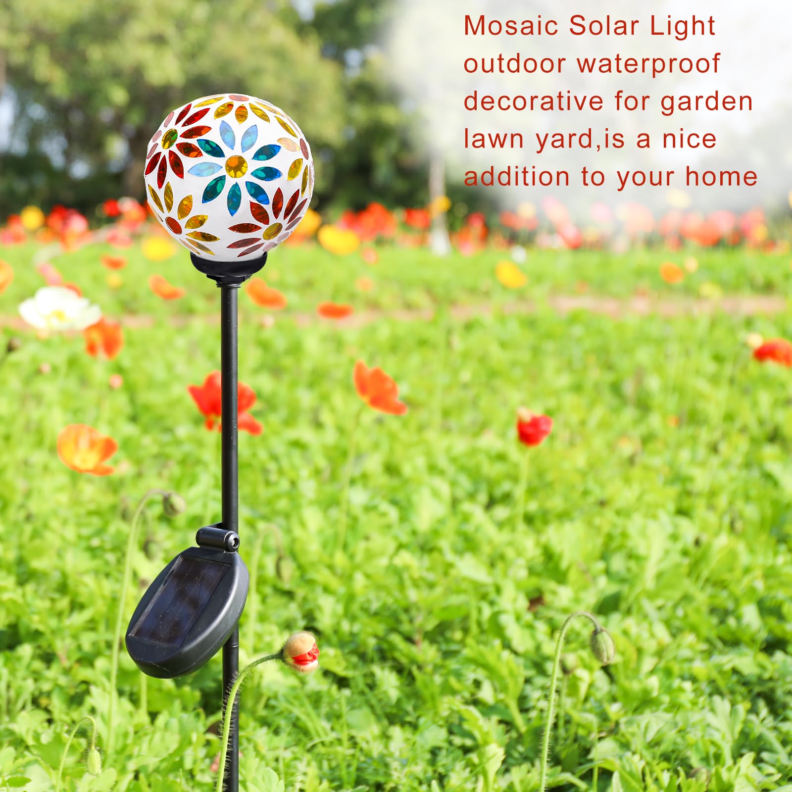 Vcuteka Solar Garden Lights, Mosaic Solar Lights Outdoor Decor Pathway Light Waterpoof Led Stake Light For Landscape Lawn Patio