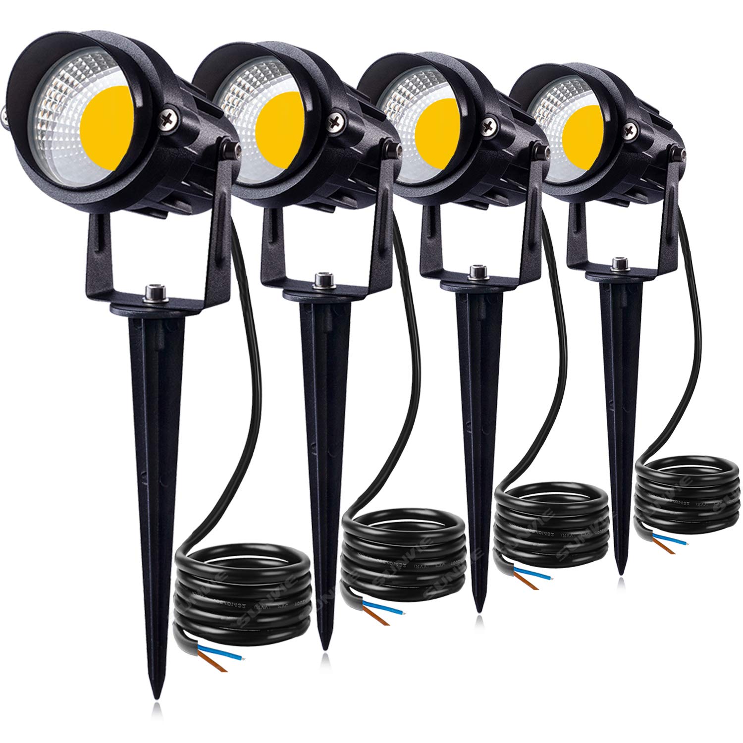 Sunvie 12W Led Landscape Lights, Warm White, Low Voltage Outdoor Spotlights, 4 Pack