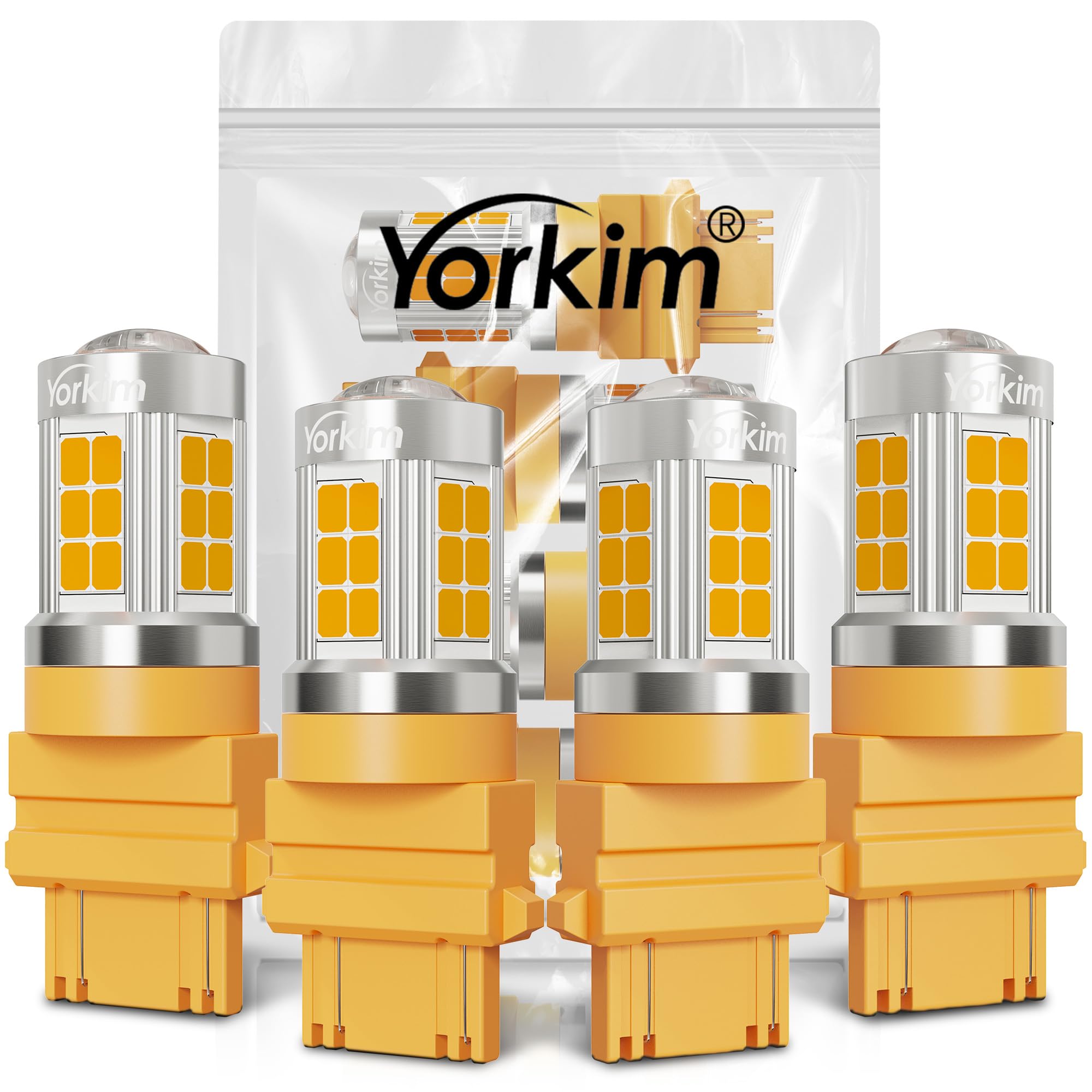 Yorkim 3157 LED Bulb, Amber Yellow, Turn Signal & Side Marker Lights, Pack of 4