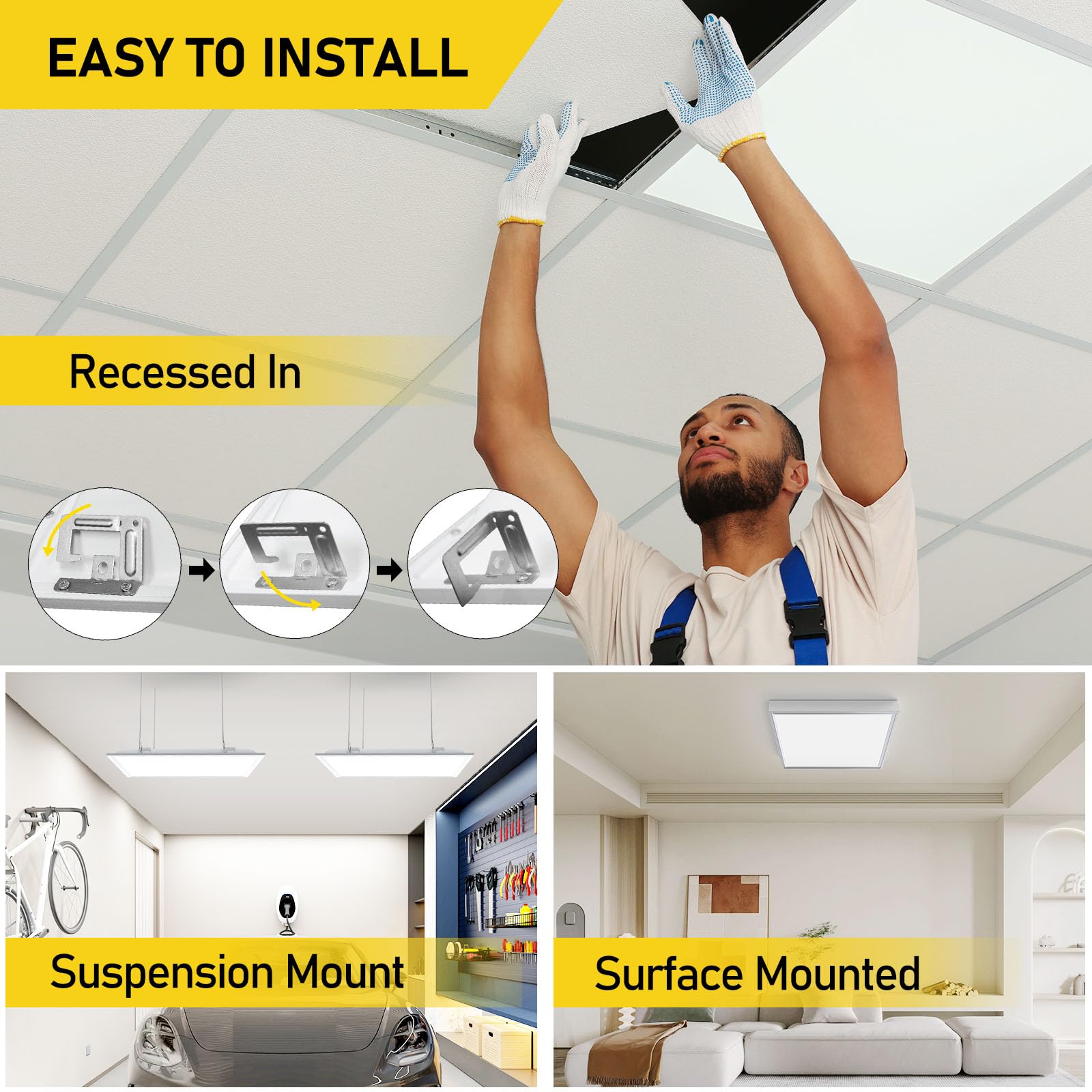 Aphyni 48Pack 2X2 Led Flat Panel Light- 40W 4400Lm Drop Ceiling Lights - 3K | 4K | 5K Selectable & Smooth Dimmable - Back-Lit Tr