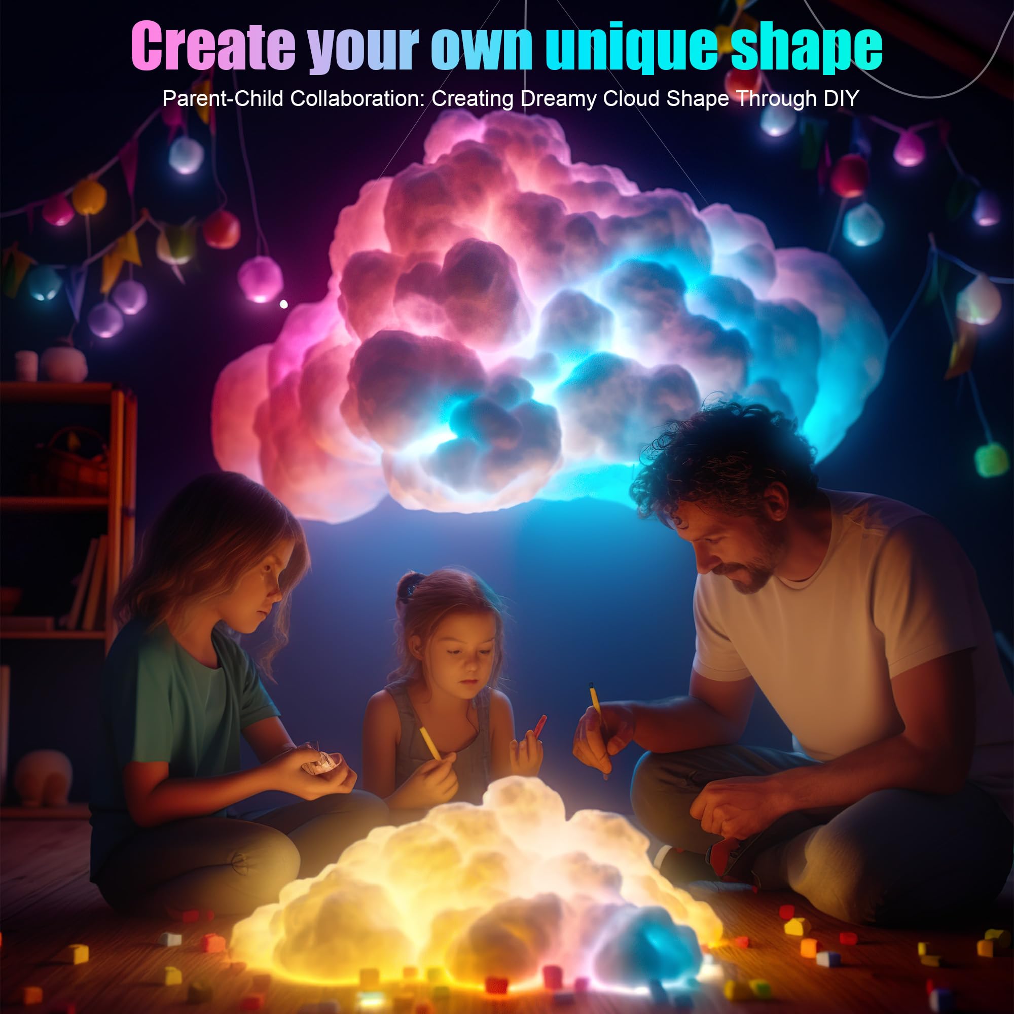 ViLSOM LED Cloud Light, RGB Color Changing, APP & Remote Control, Metal, Multicolor, 1pcs