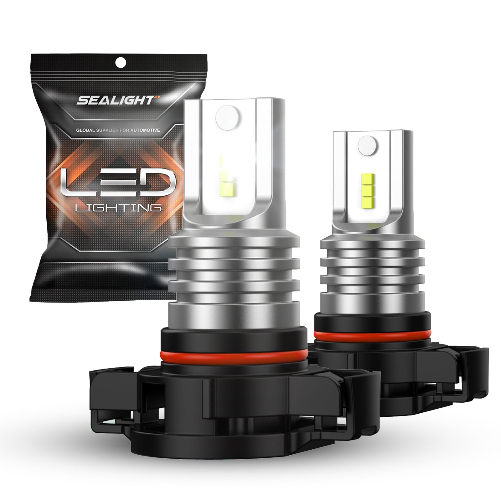 SEALIGHT 5202/5201 LED Fog Light Bulbs, 6000 LM, 6500K Cool White, Aluminum, Pack of 2