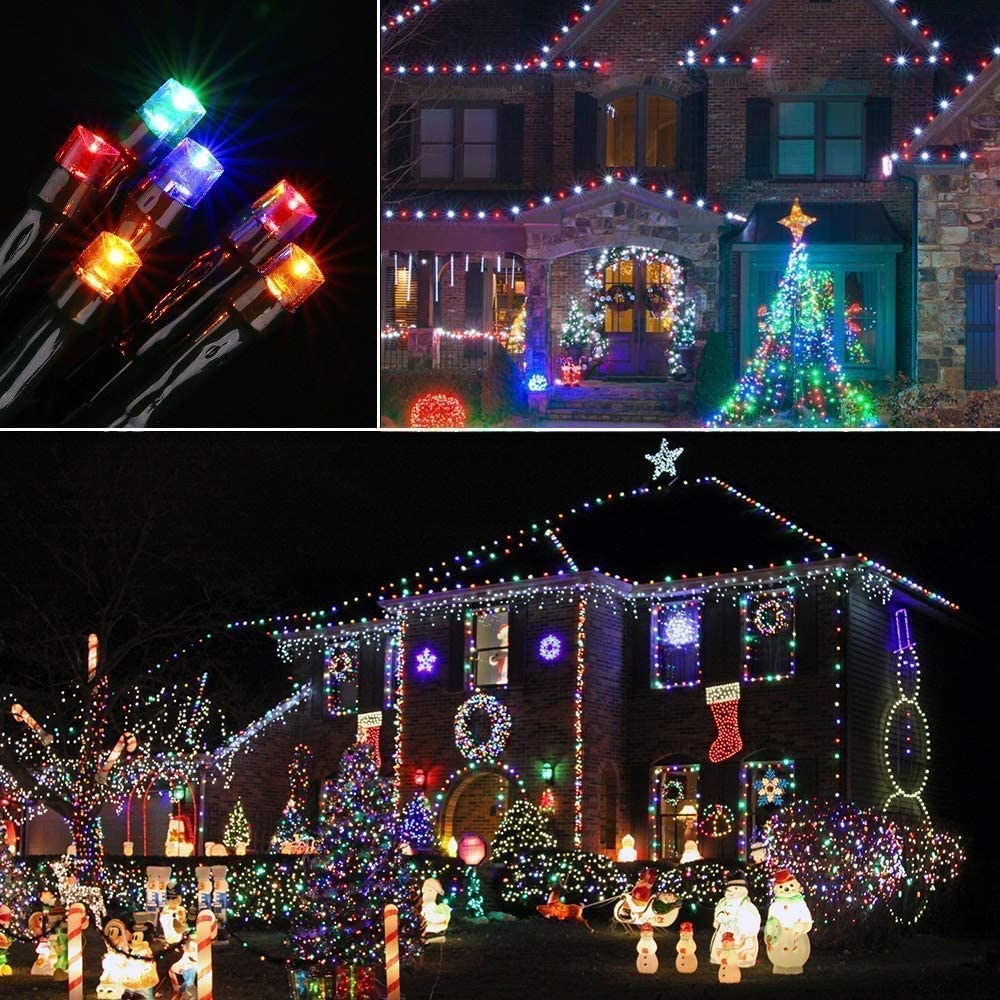 Minetom Christmas String Lights, 168Ft, 600 LEDs, Multicolor, 8 Lighting Modes, Indoor Outdoor, Model AED09-02900200GQIP44
