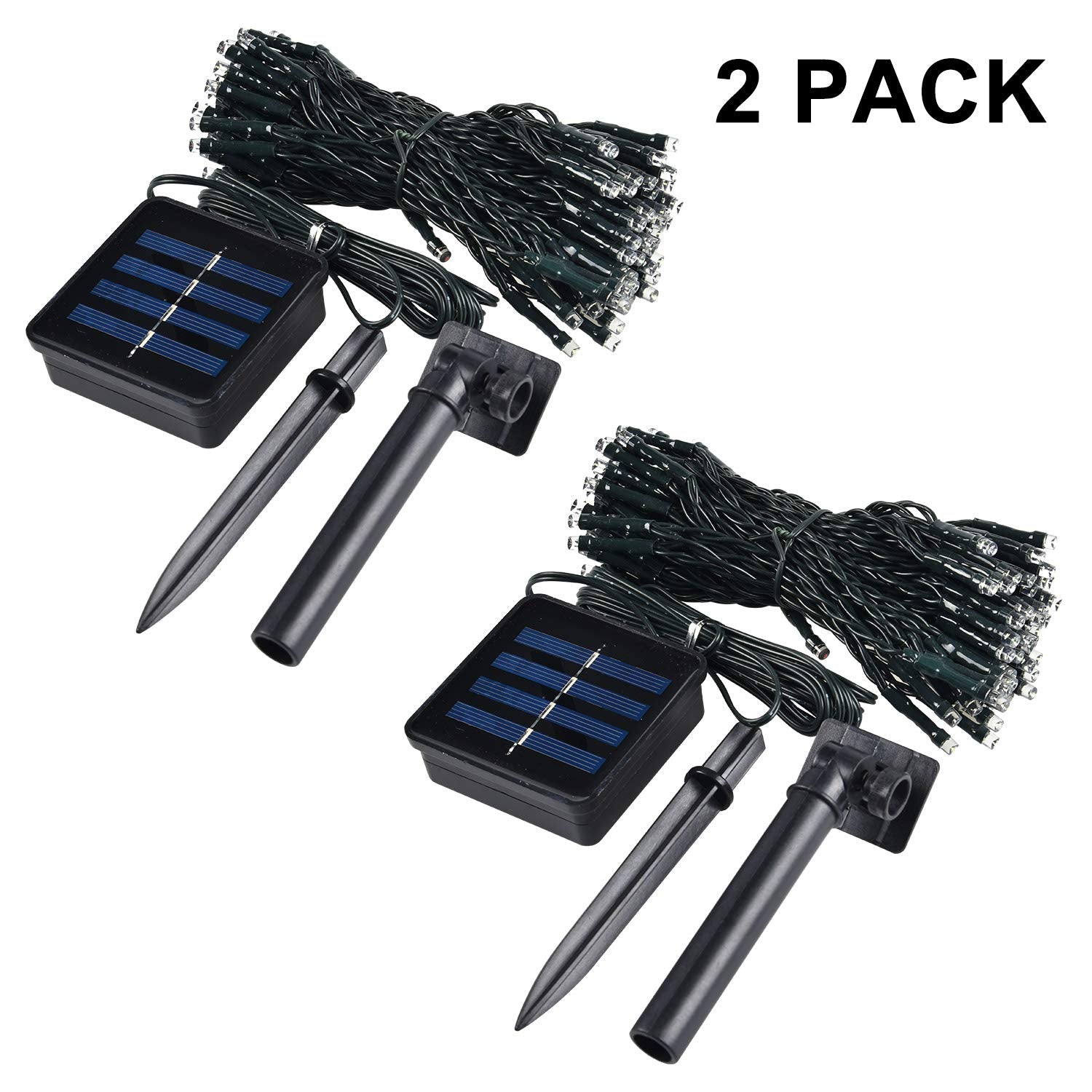 2 Pack 200 Led Solar String Lights, 85.2Ft 8 Modes Solar String Lights For Outside, Waterproof And Solar Powered Outdoor String Lights For Holiday Christmas Yard Garden Tree Wedding Party (Cold White)