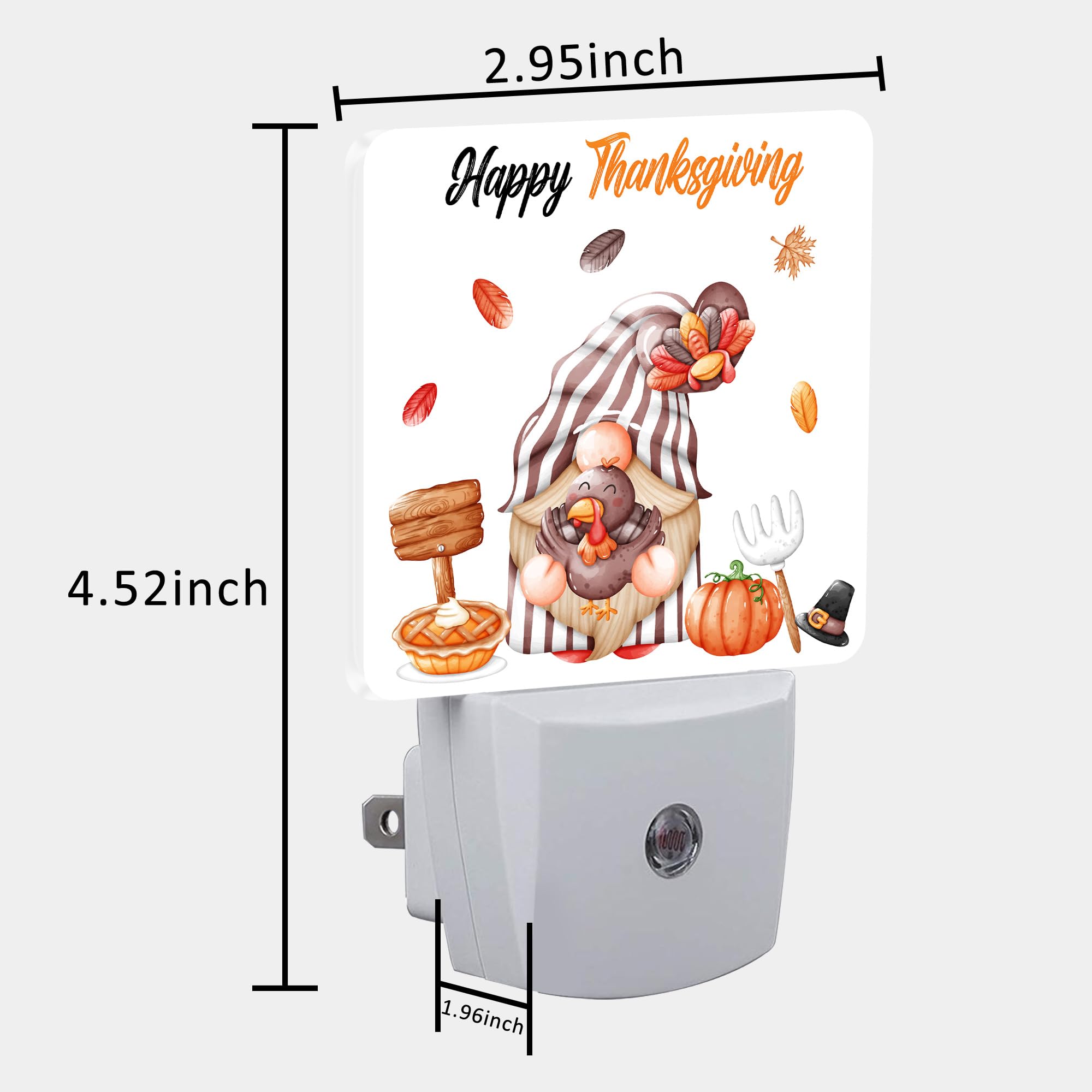 Uiaoiais Thanksgiving Cute Gnome Turkey Pumpkin Night Light For Kids, Led Night Light Plug Into Wall With Dusk To Dawn Sensor Fo