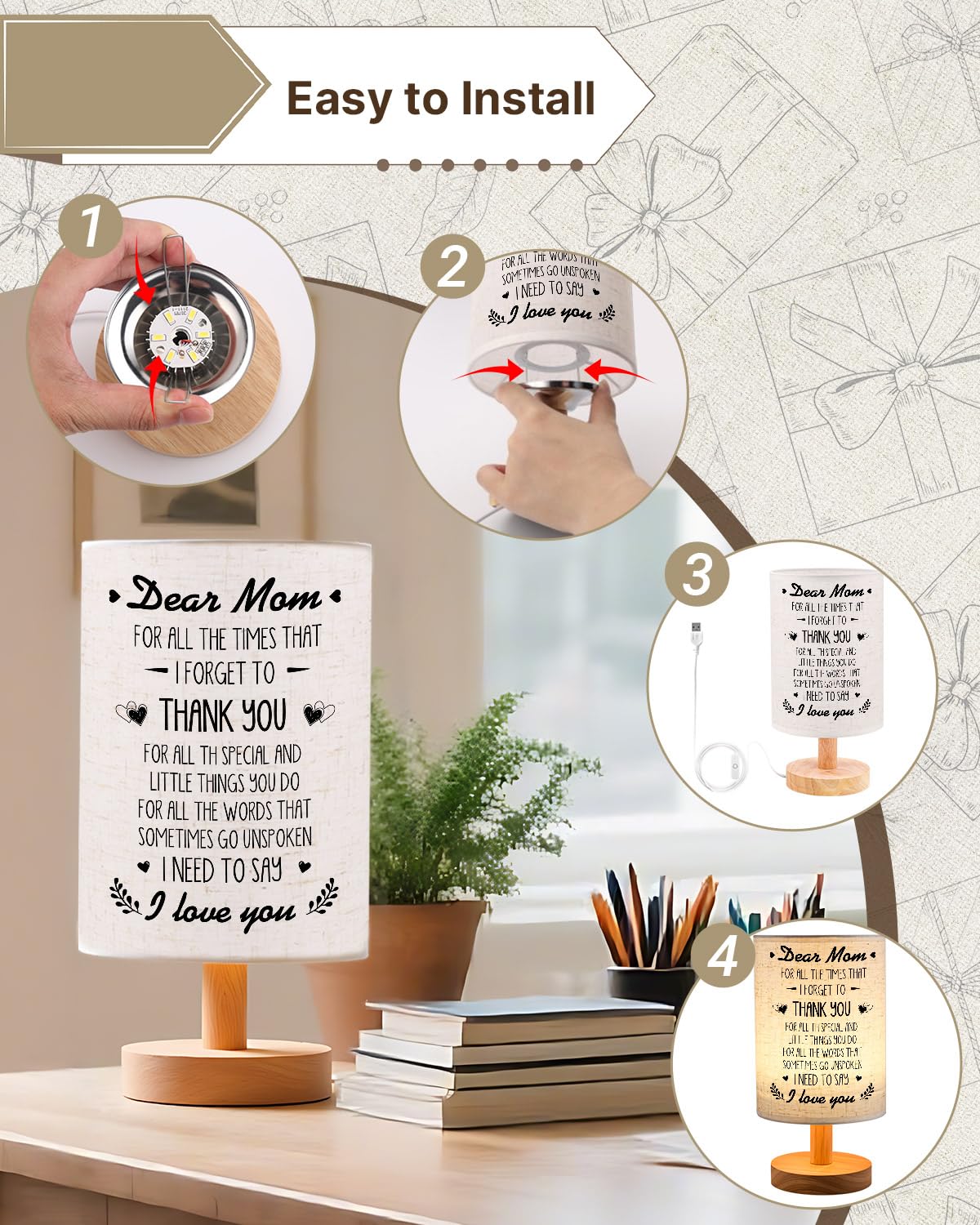 Souhoney Mom Birthday Gifts From Daughter Son  Sentimental Gifts For Mom Birthday Gifts From Daughter Son  Unique Christmas Mothers Day Gifts For Mother Lamp Gifts For Home Decor