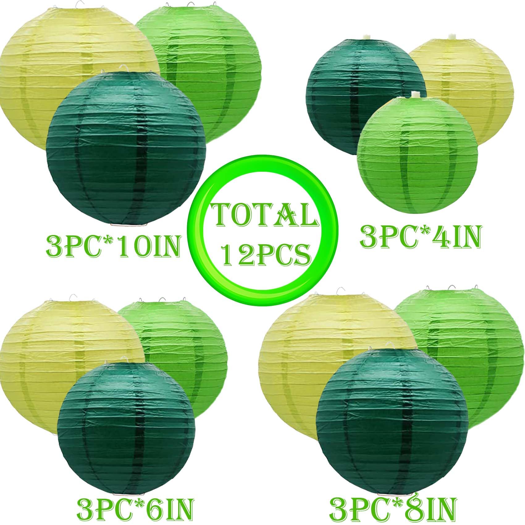Green Paper Lanterns 12Pcs Hanging Chinese Lanterns For Wedding Birthday Baby Shower Christmas Graduation Anniversary Other Them