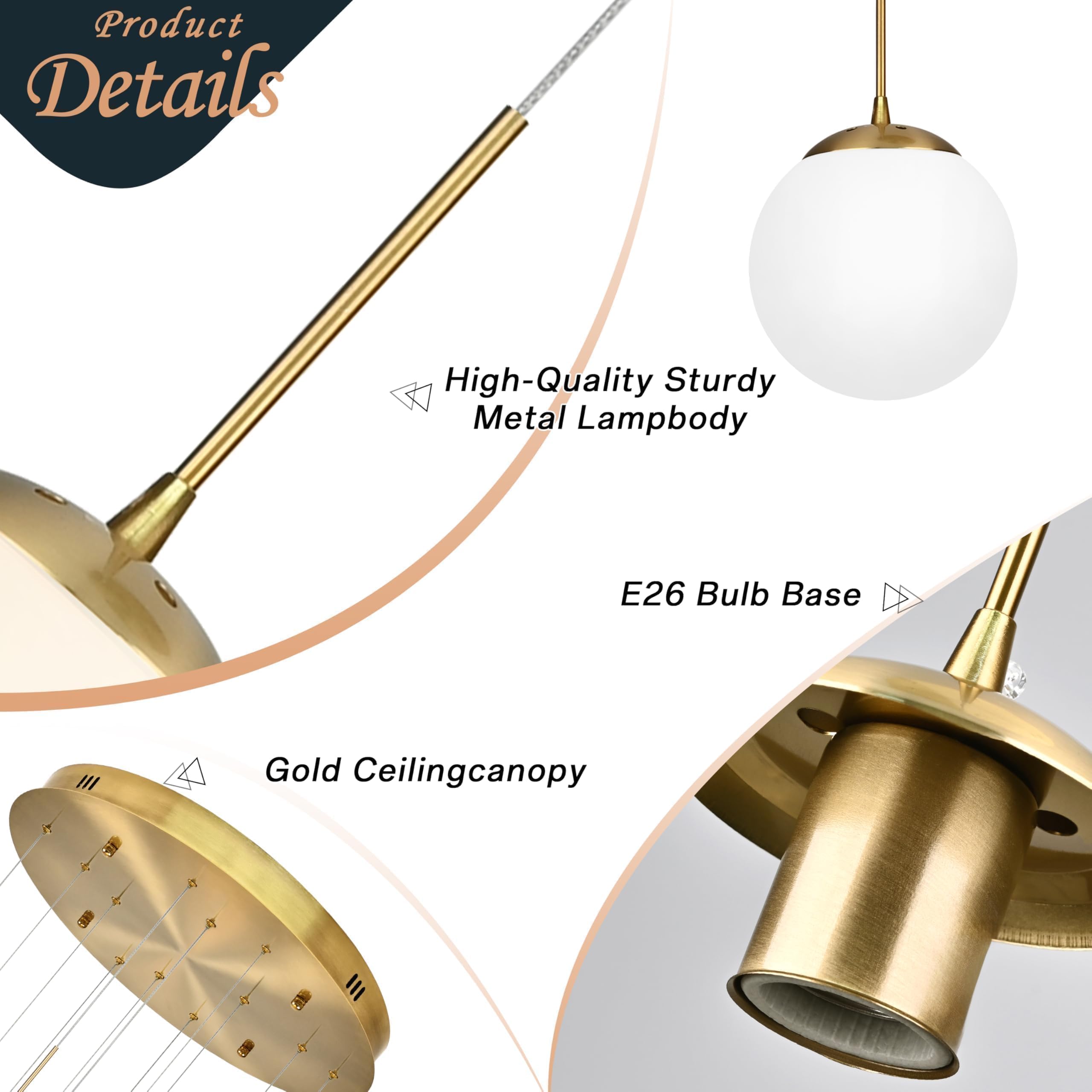 Koko&Yukina 12-Light Gold Mid Century Modern Chandelier For Living Room Staircase Chandelier For Entryway Globe Milky White Glas