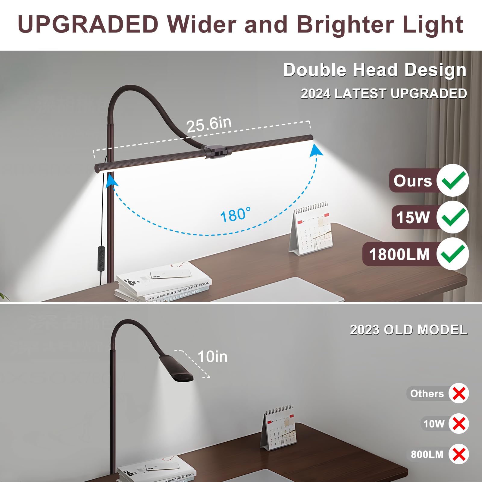 Floor Lamp, 15W/1800Lm Bright Led Floor Lamp With Double Head, Adjustable Gooseneck Dimmable Craft Light For Sewing Tatoo Makeup