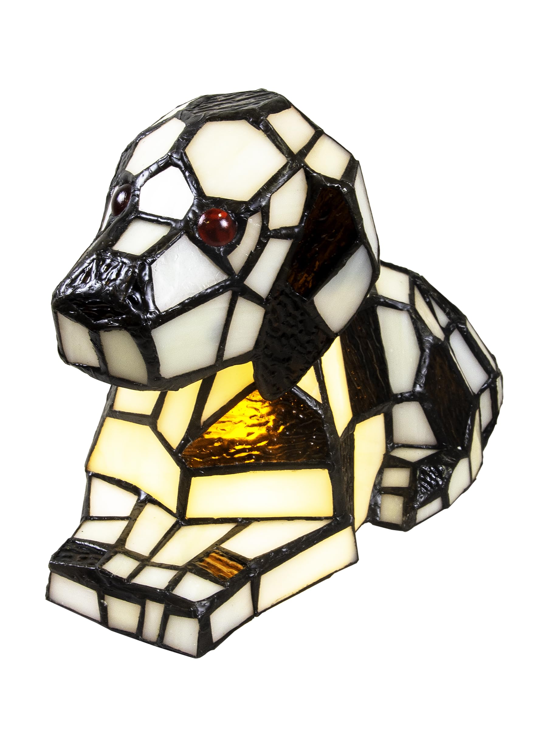 Dale Tiffany Spot Dog Accent Lamp - Art Glass Shade, Black, Unique Home Decor Lighting