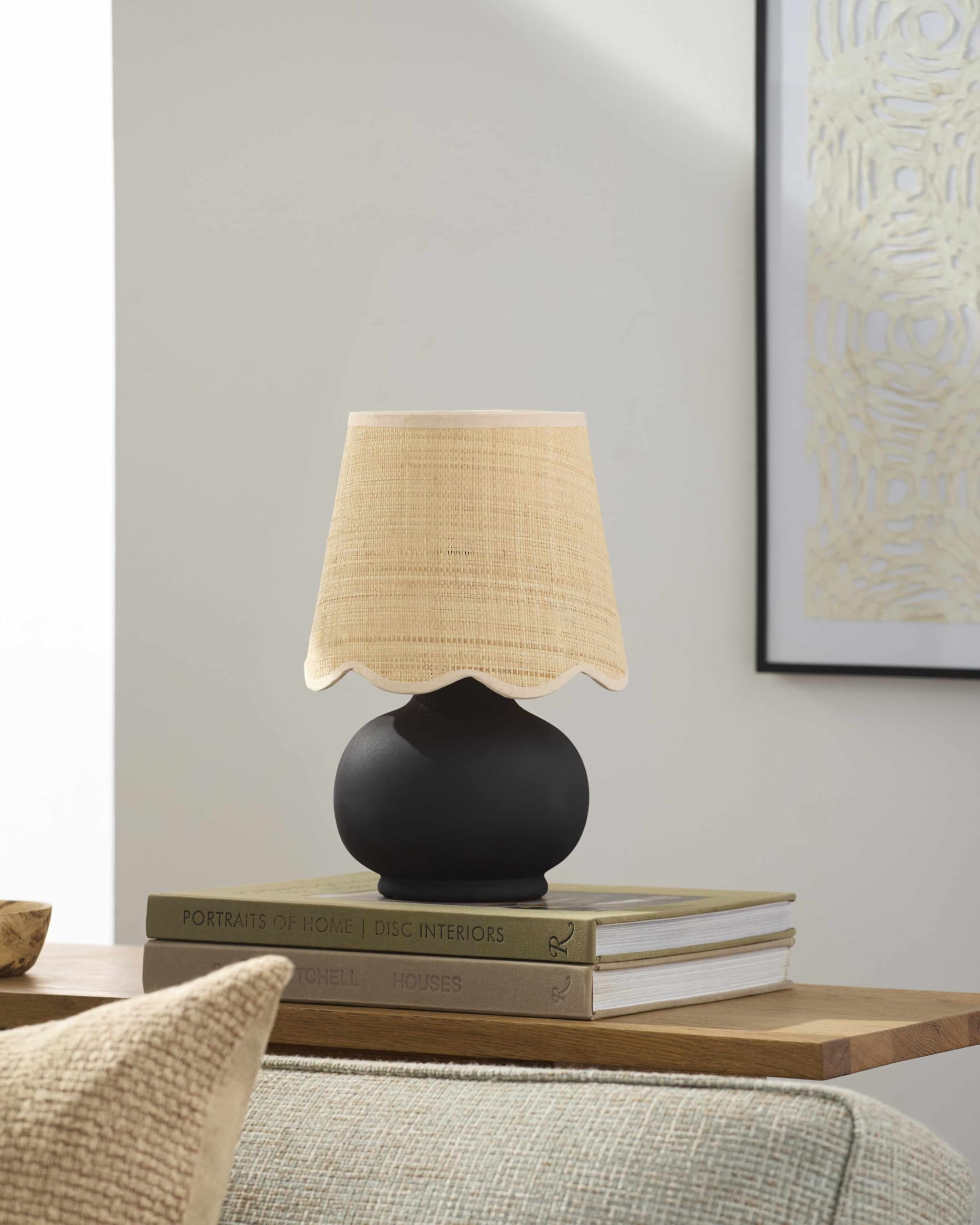 Hauteloom Table Lamp - Ceramic, 13inH x 8inW x 8inD, Black/Beige/Clear, Model TXCHME5-063