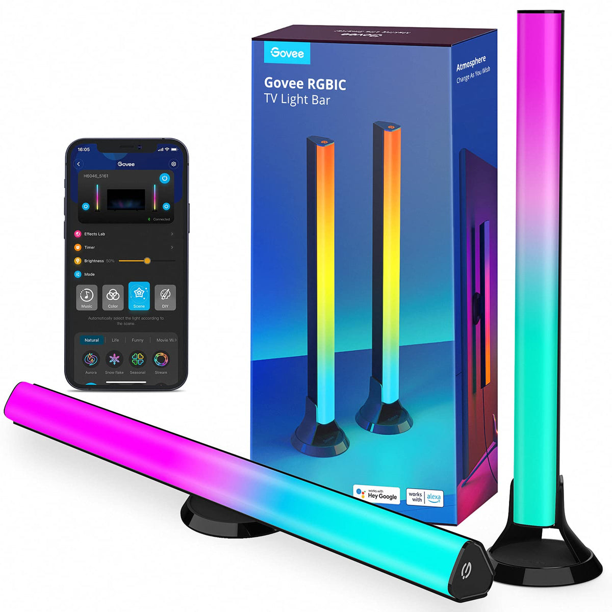 Govee Rgbic Light Bars, 15 Inches Wifi Tv Backlight With Double Light Beads, Smart Light Bars With Multiple Placement Options Su