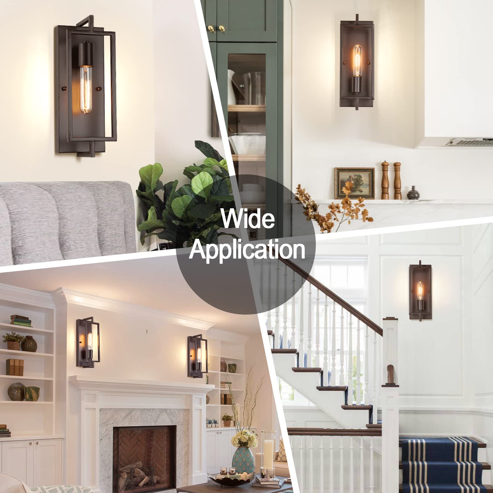 Maylaywood Industrial Wall Sconces Set Of 2, Vintage Brown Wall Light Fixture E26 Base, Metal Rustic Wall Mount Lamp, Modern Ind