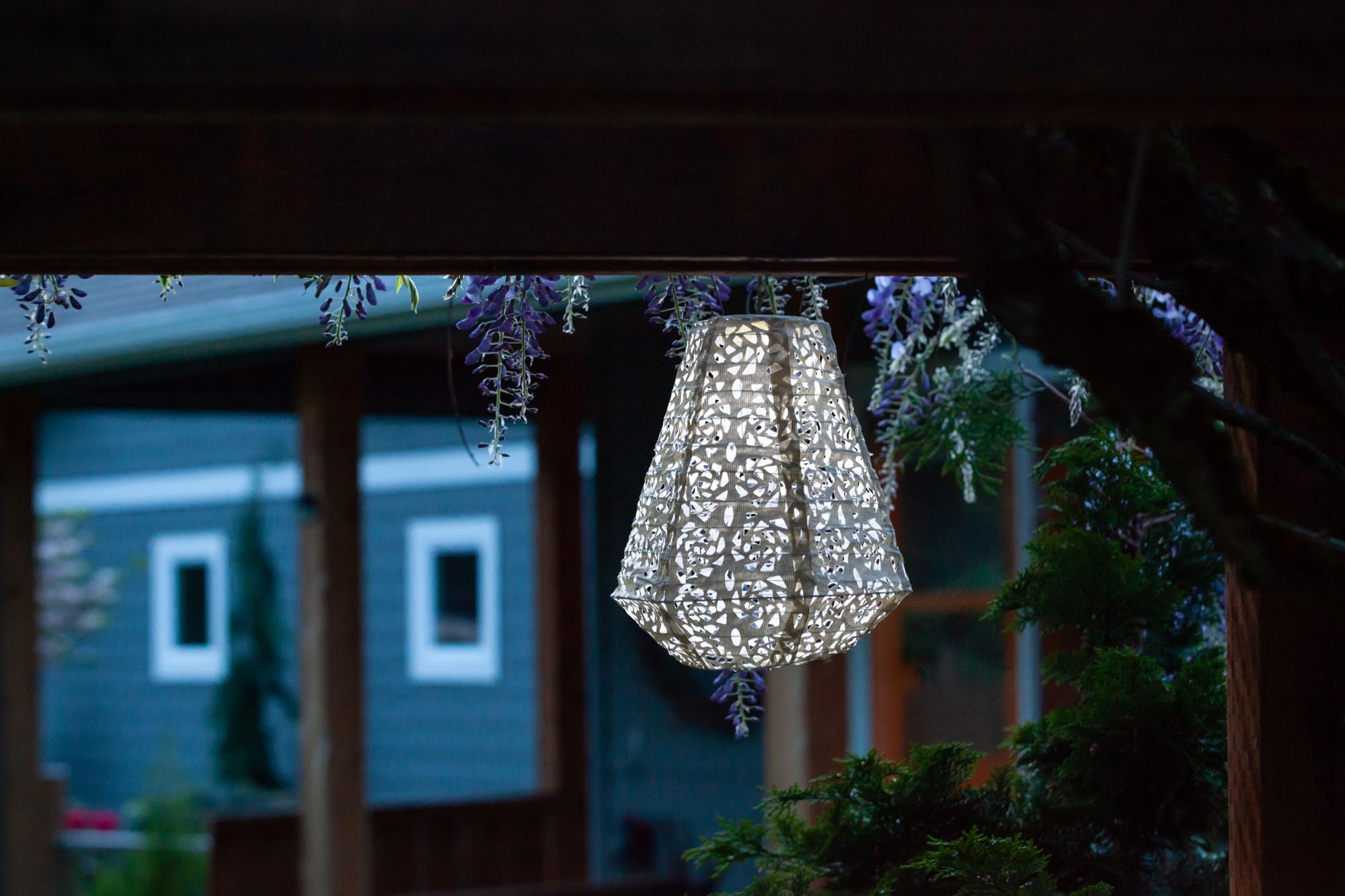 Allsop LED Outdoor Solar Lantern, Stainless Steel, 11x10, Soji Stella Prism Pearl, Model 32025