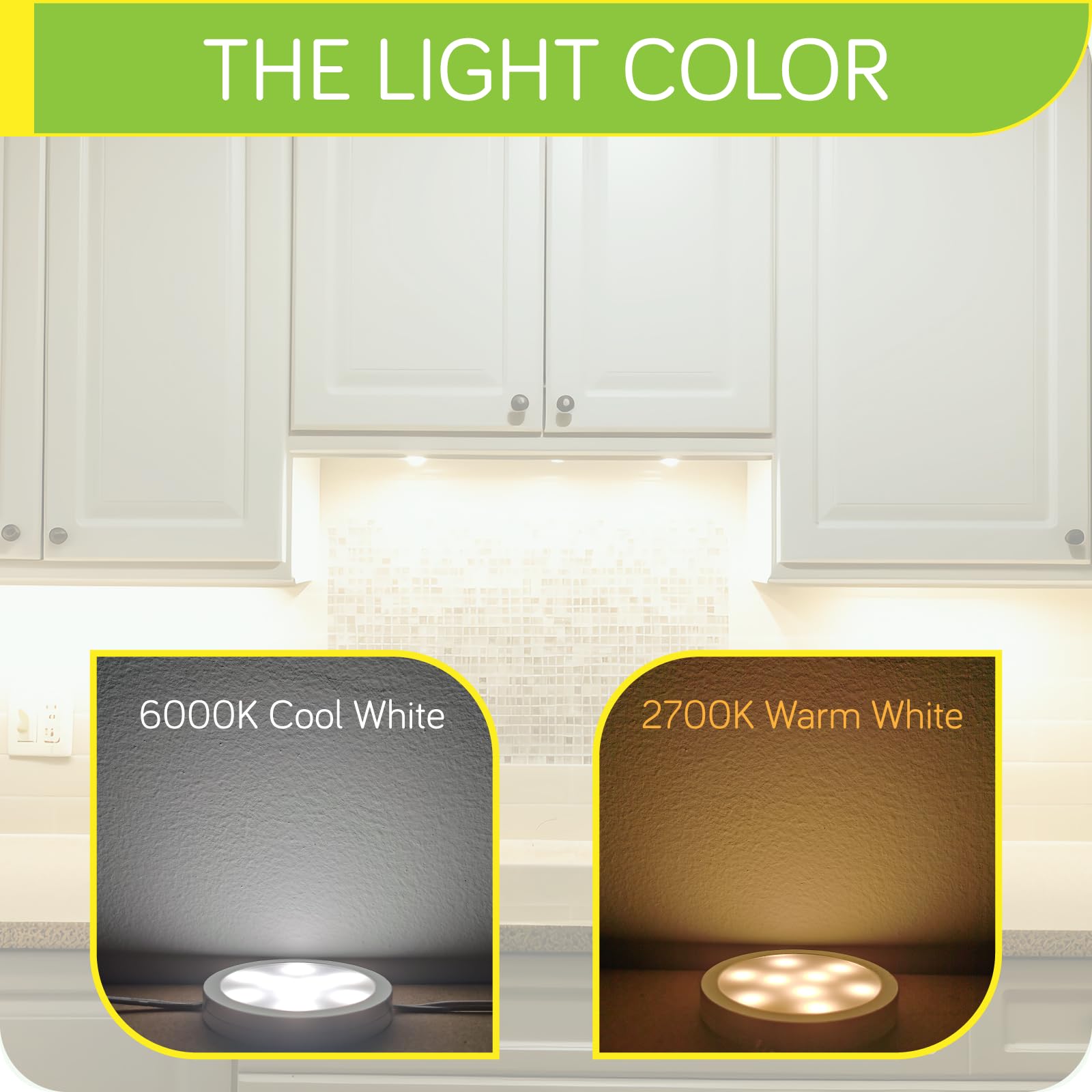 Meigour Linkable LED Puck Light Kit, Wireless Remote Control Dimmable Under and Over Cabinet Lights, 120 Volt Wall Plug-in Elect