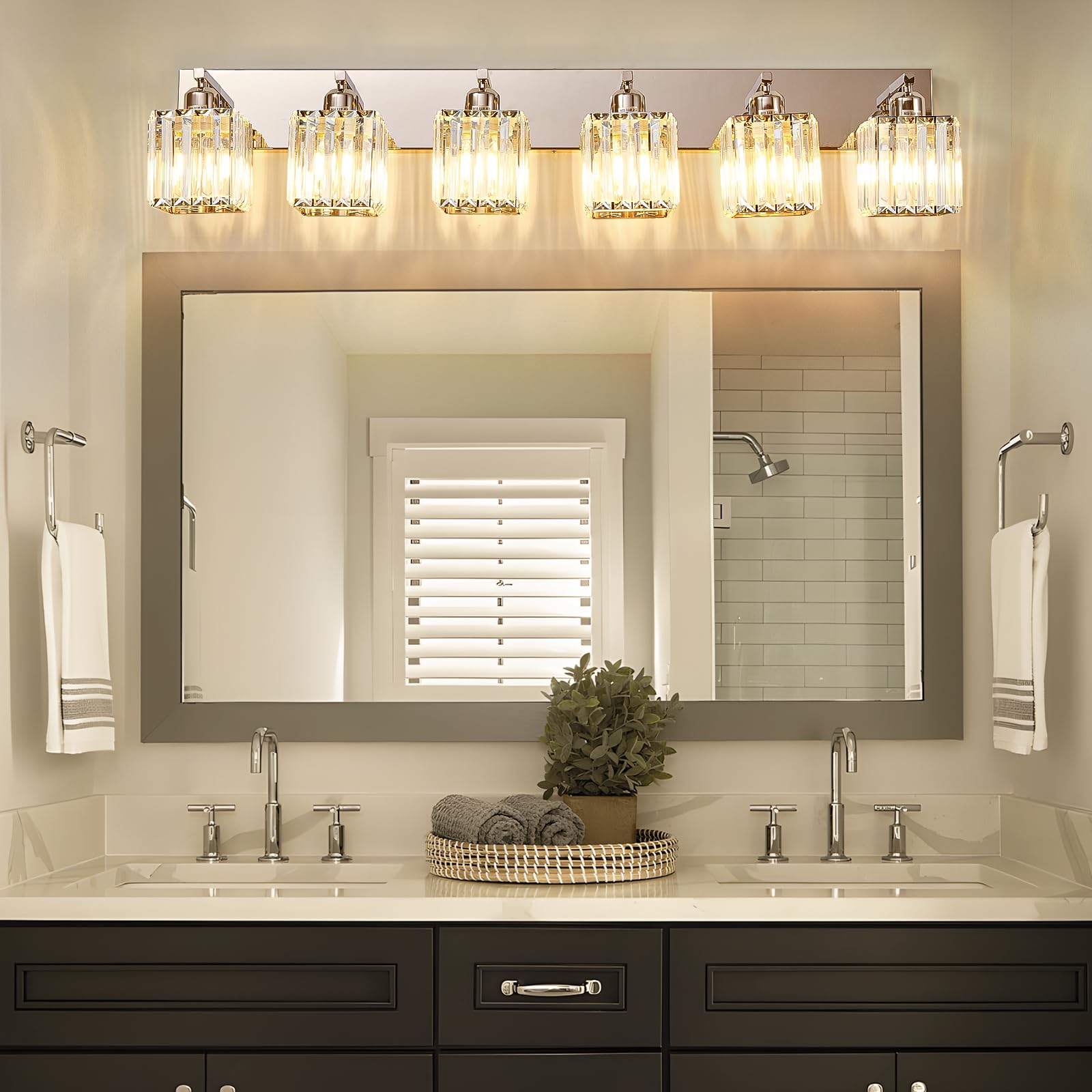 Aixialin Modern Bathroom Vanity Light 6-Light Chrome Metal Wall Fixture Model 600-100-1022