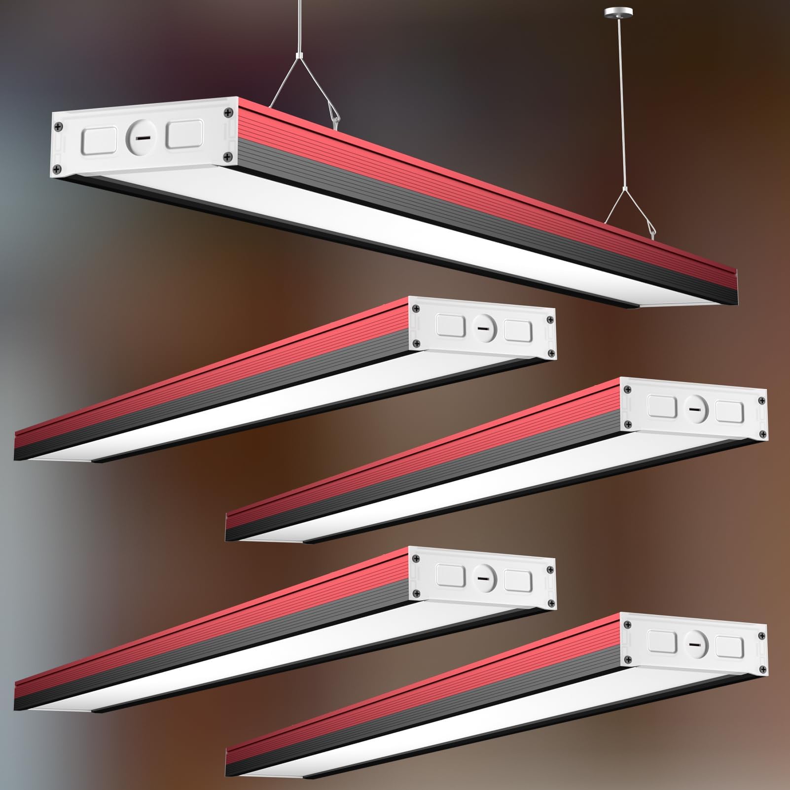 Lightdot LED Wraparound Shop Lights, 4FT 50W, 7000LM, Linkable, Black & Red, Model LSL-08-4FT5IN, 4Pack