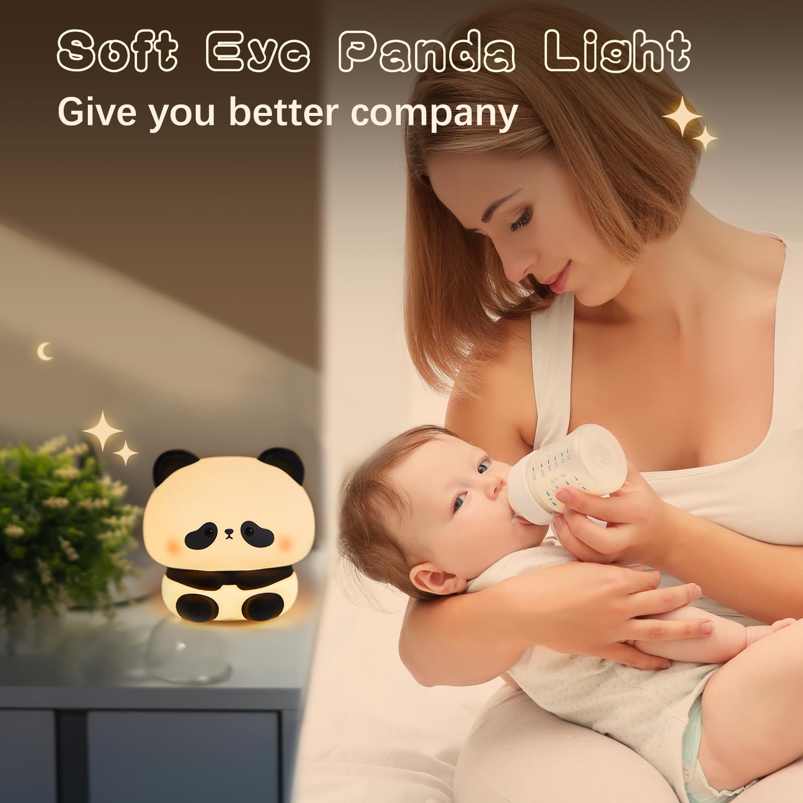 Cute Panda Night Light  Led Squishy Novelty Animal Night Lamp  Food Grade Silicone 3 Level Dimmable Breastfeeding Nursery Nightlight For Room Decor  Cute Gifts Stuff For Boys Girls Baby Children