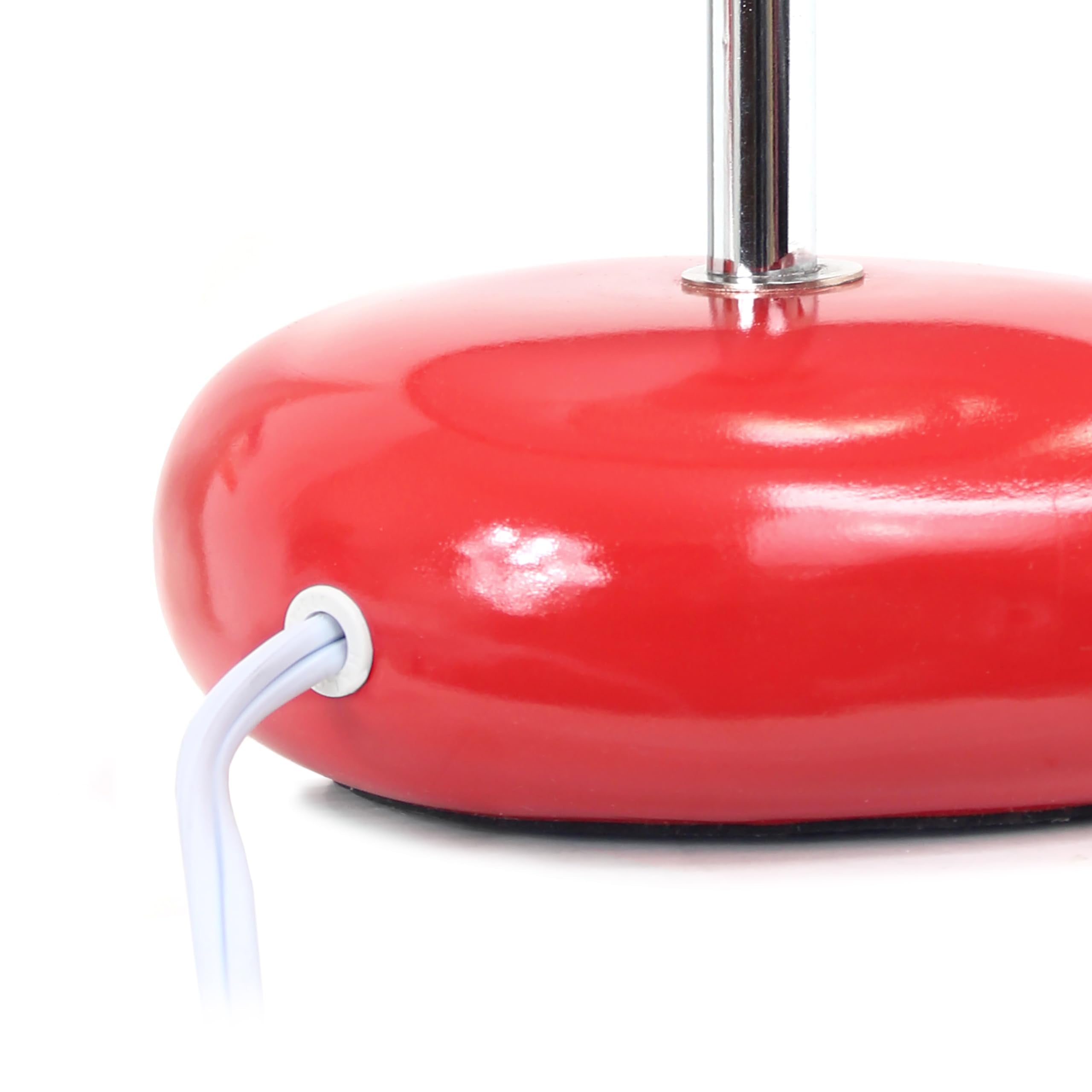 Simple Designs Lt1153-Red Petite Circle Stone Table Lamp For Bedroom, Kids Room, Office, Living Room, Nursery, Reading Nook, Red