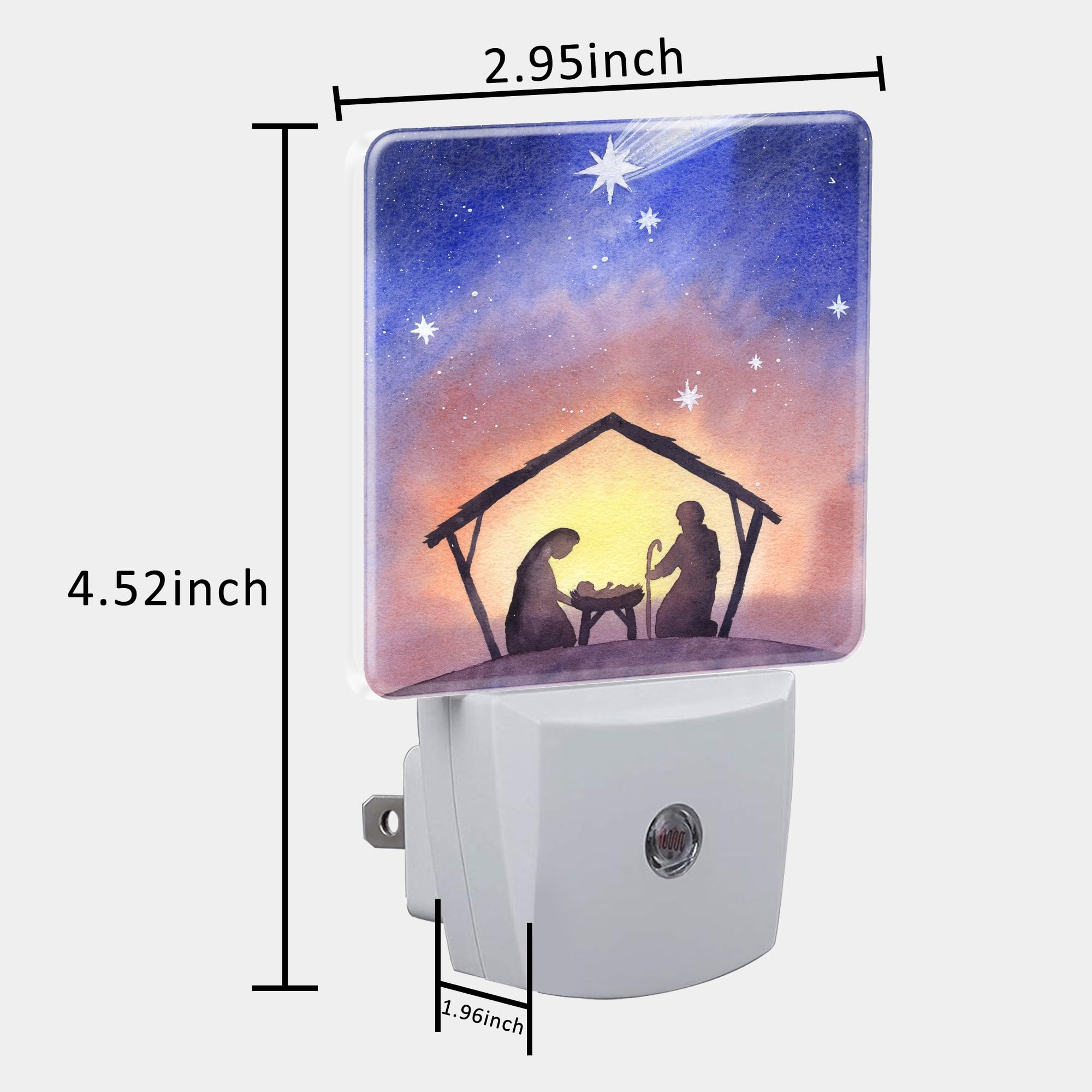 Uiaoiais Birth Of Jesus In Bethlehem Night Light Plug Into Wall With Dusk To Dawn Sensor Cute Nightlight For Kid Girls Boys Wome