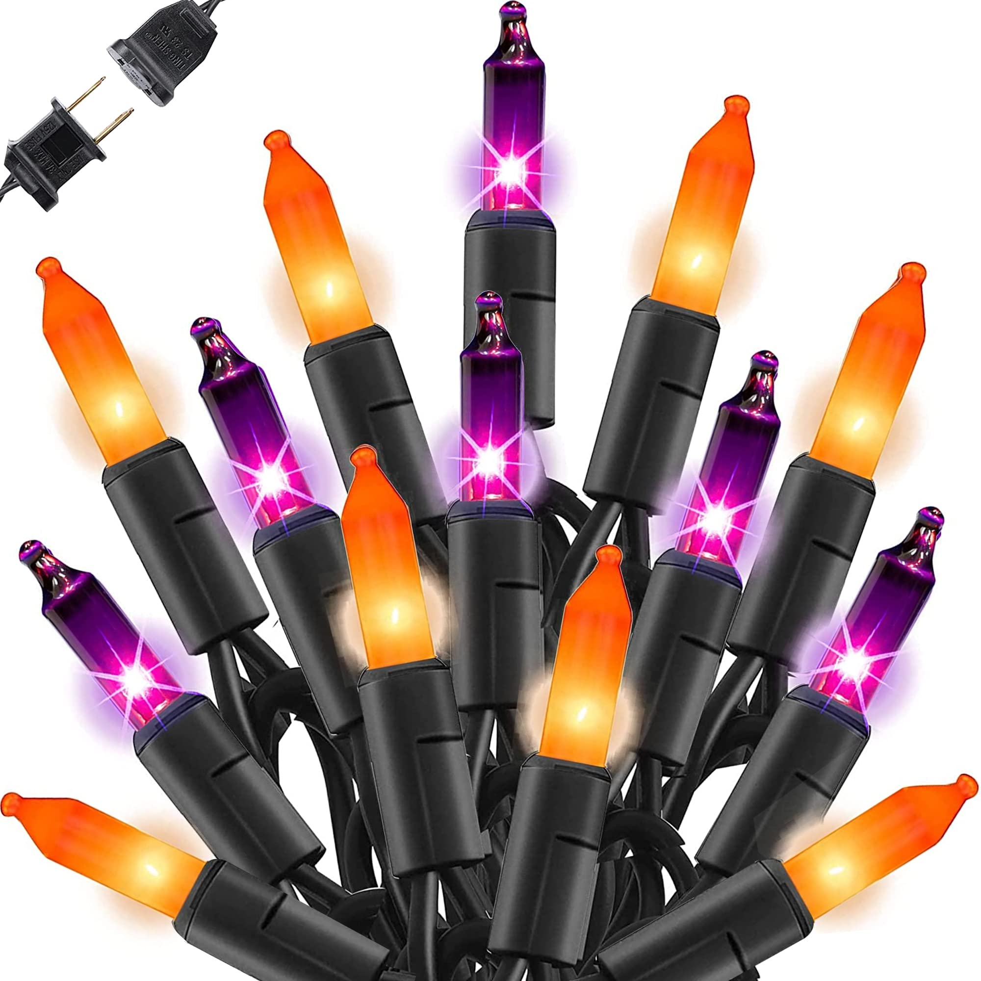 Dazzle Bright Halloween String Lights, 40FT, 200 Count, Waterproof, Purple and Orange, Model ZF-100-2/SB
