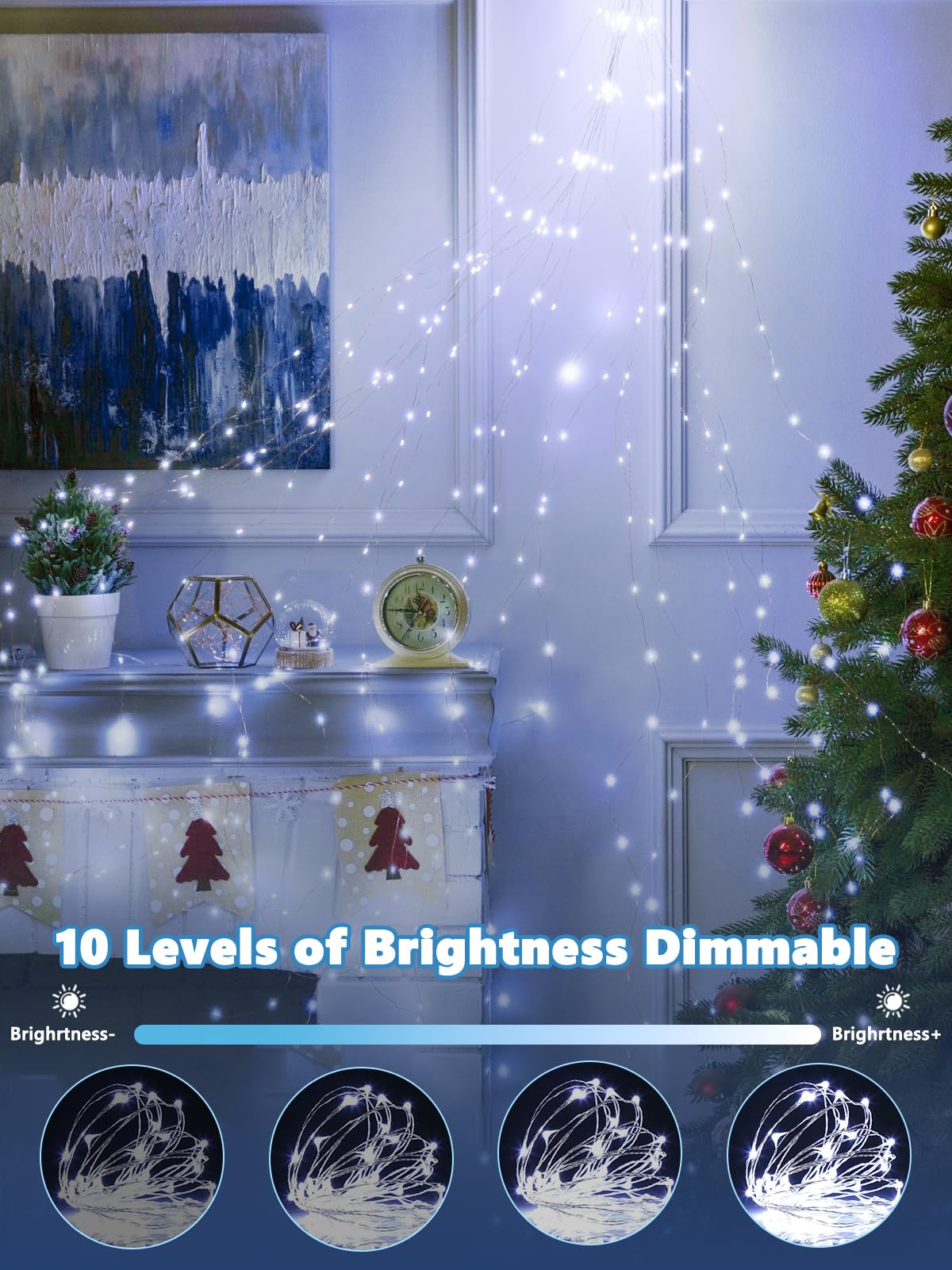 YIQU 6 Pack Fairy Lights, 80 LED String Lights, Battery Operated with Remote Control Timer, Cool White, 26 FT