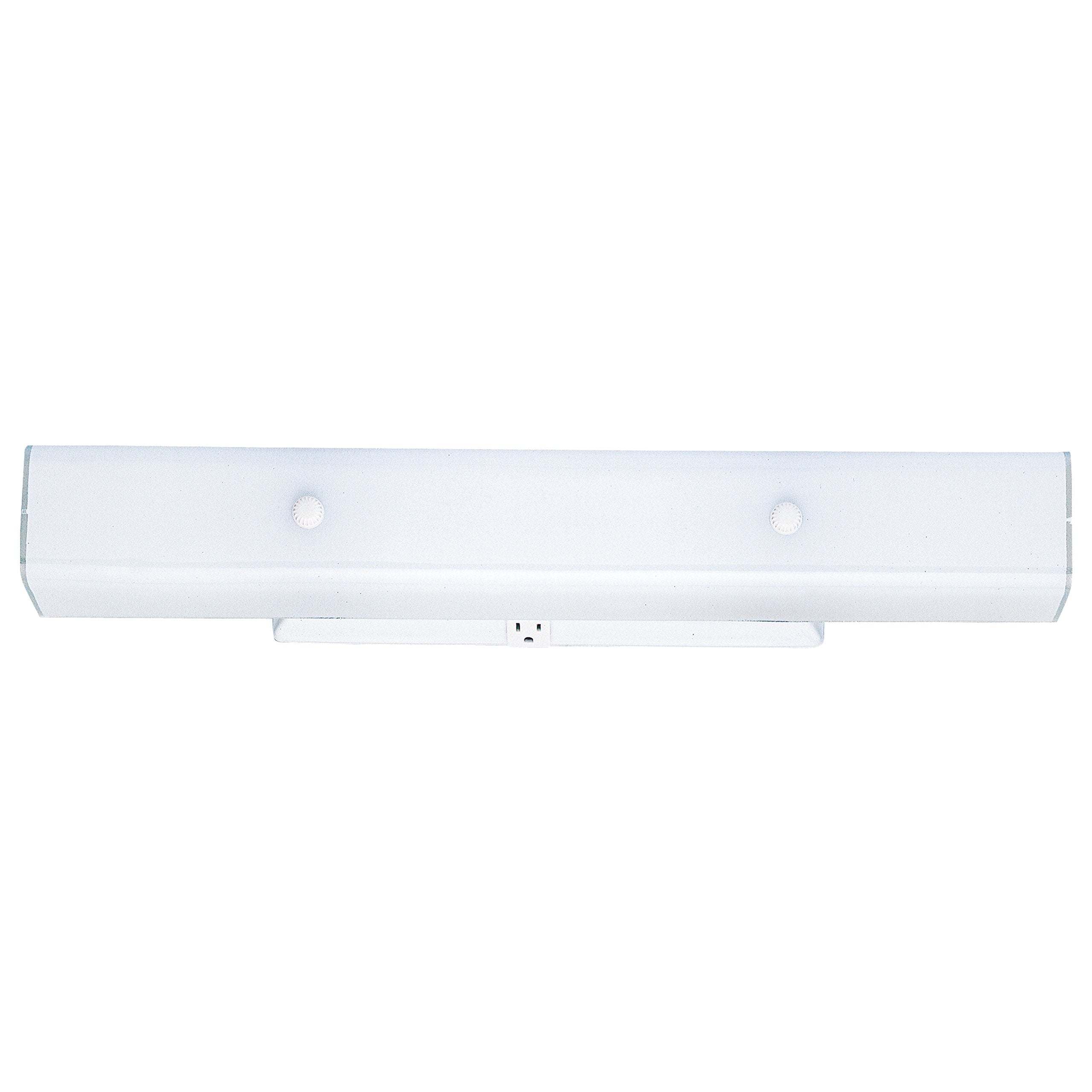 Westinghouse 6642400 Four-Light Interior Wall Fixture with Ground Convenience Outlet, White Finish Base with White Ceramic Glass
