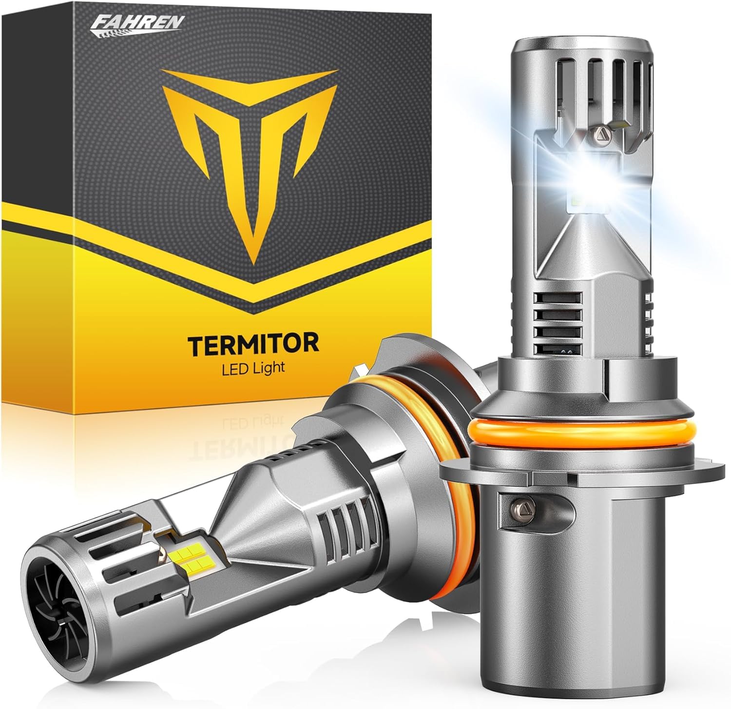 FAHREN 9007 Bulb, 33000LM, 6500K White, IP68 Waterproof, Mini Size, Quick Install, Pack of 2