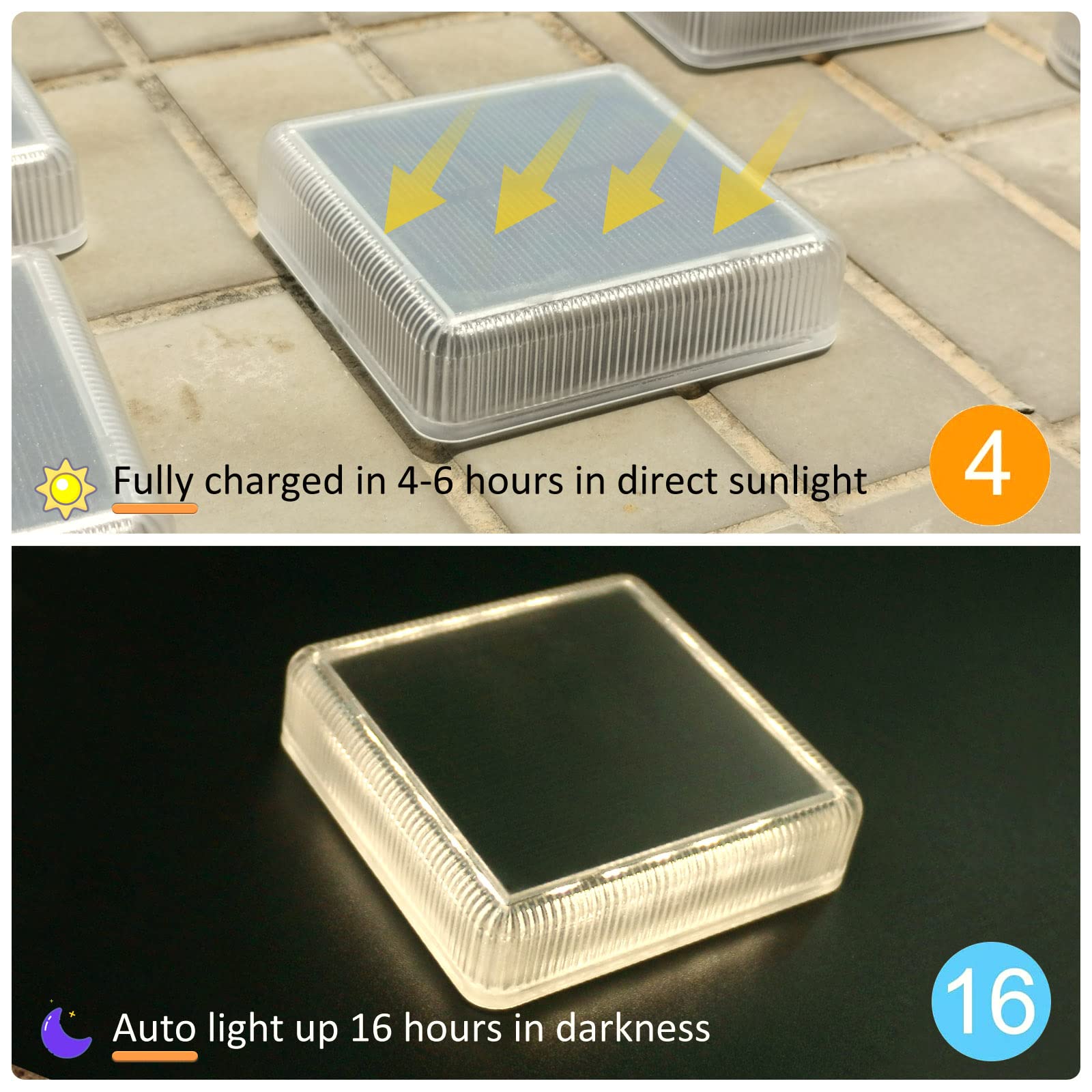 Lacasa Solar Deck Lights, Waterproof Led Step Lights, 4000K Dusk To Dawn, 4 Pack, White