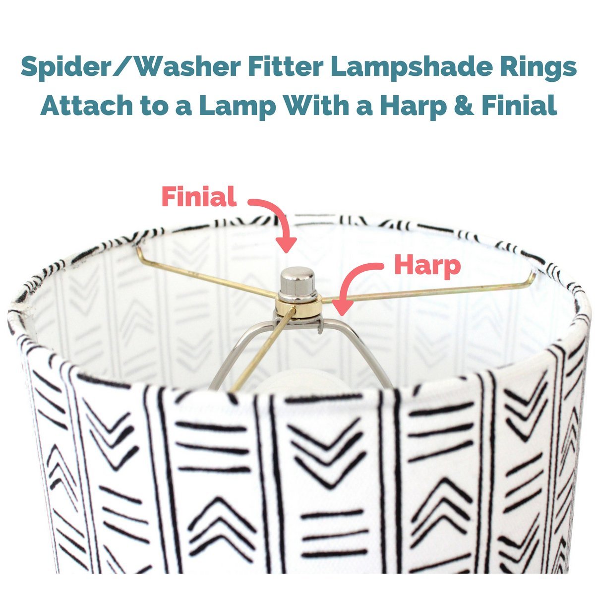 I Like That Lamp Wire Lamp Shade Rings With Us Style Spider Fitter (14Diameter), Includes 2 Galvanized Steel Silver Drum Rings,