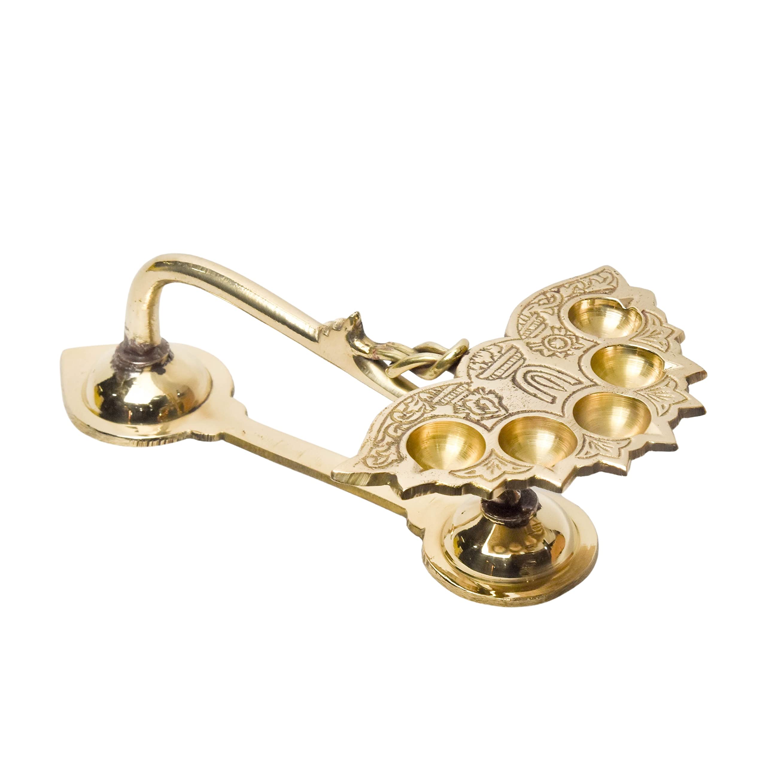 Bhimonee Decor Pure Brass Ganga Aarti, Deep, Deepak, Diya for Pooja Purposes, 2.4 Inches, 410gm