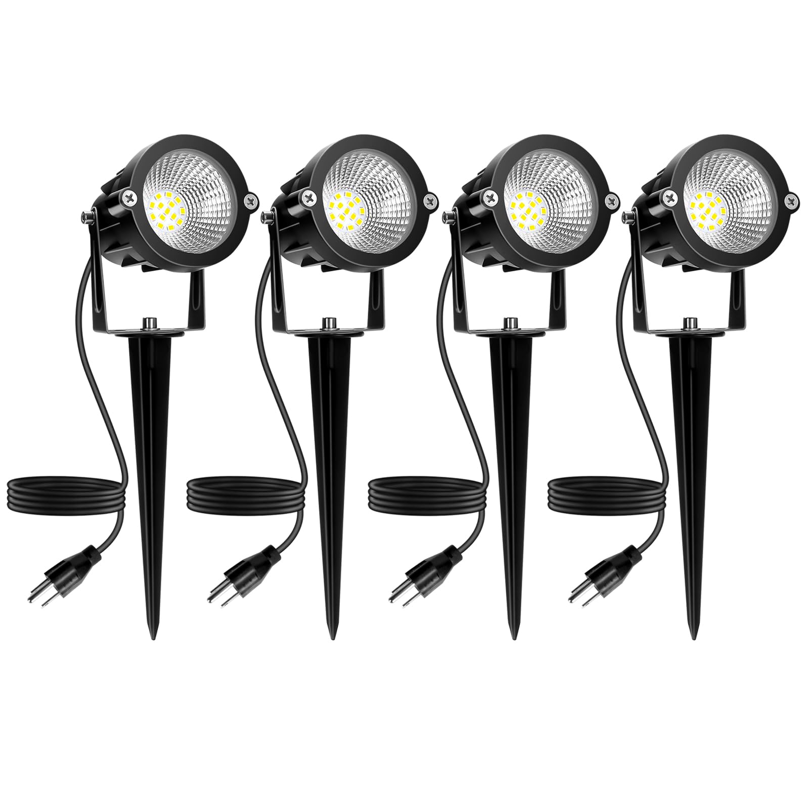 Outdoor Spotlight Cool White 6000K  10W LED Spot Lights Outdoor for Yard Garden Tree  120V Plug in Landscape Lighting with IP65 Waterproof for Halloween Christmas Decor  4 Pack