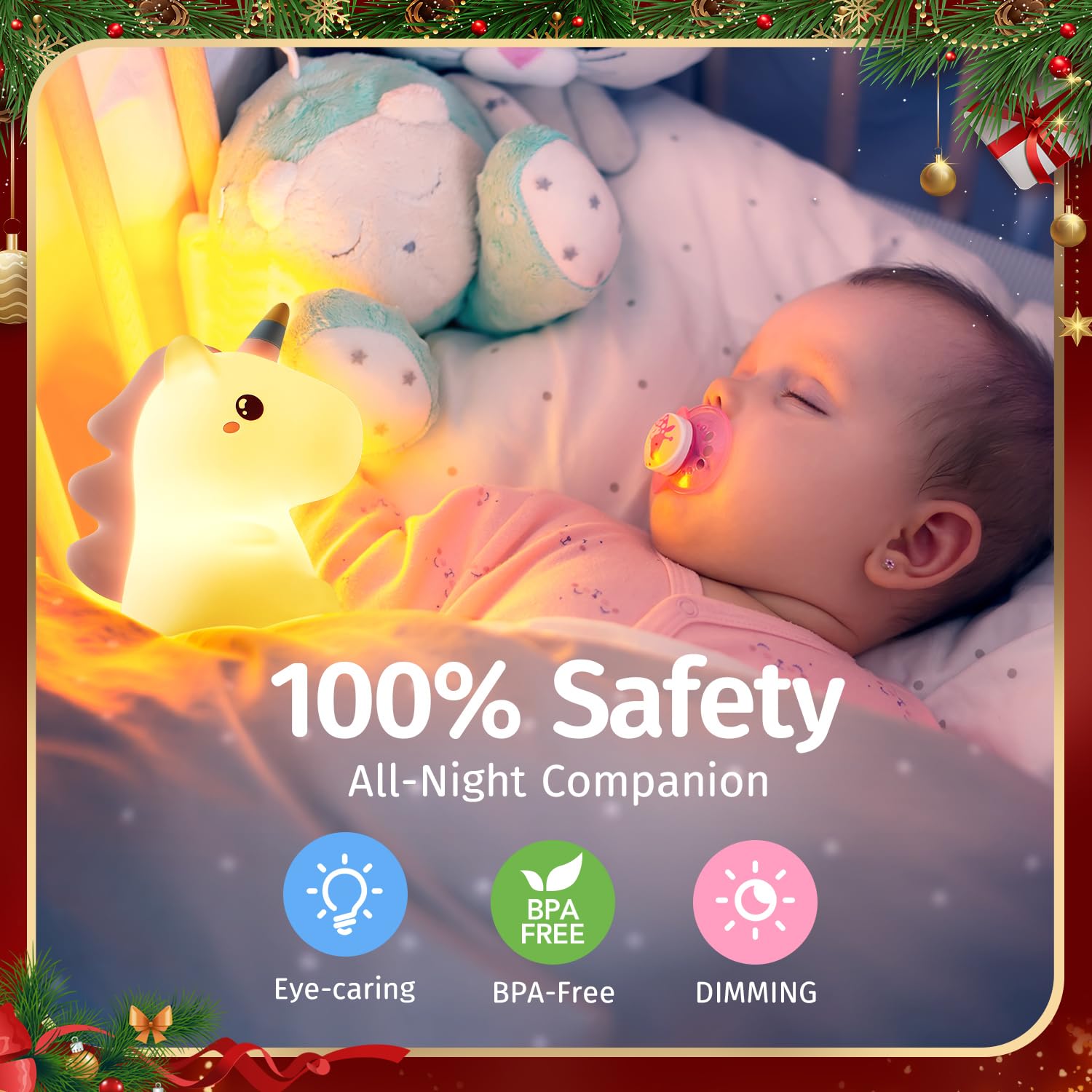 One Fire Unicorn Night Light for Kids, Remote Control, 16 Colors, Silicone, Rechargeable
