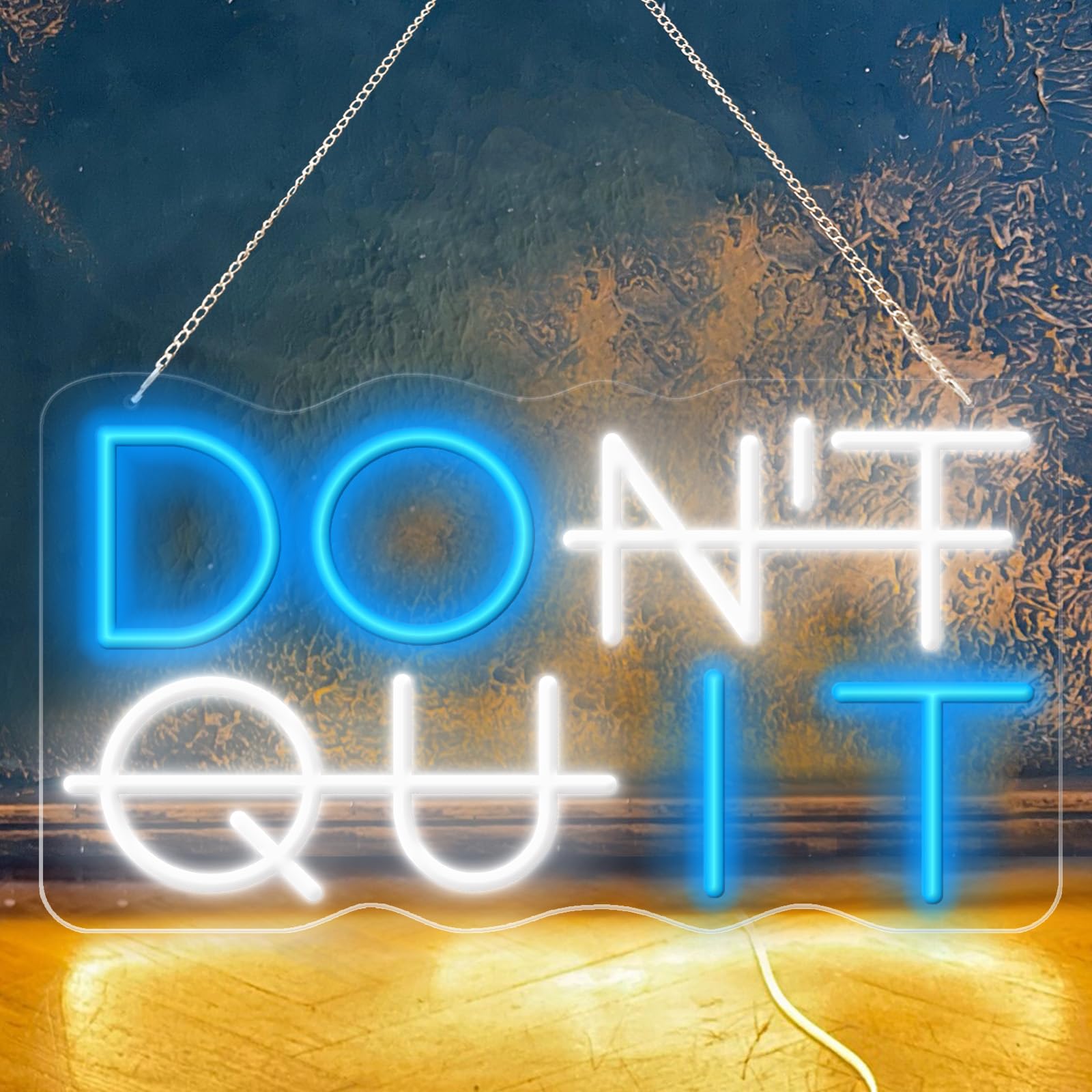 KENFARI Neon Sign, Dont Quit, LED Light for Office, Yoga, Gym, Man Cave, Powered by USB, Blue & White, Model DOIT001