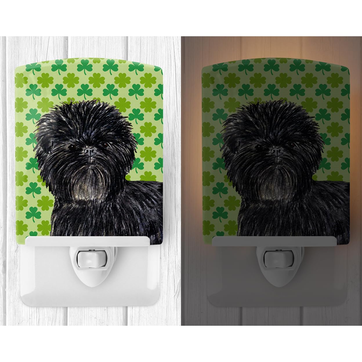 Carolines Treasures Ceramic Night Light, Affenpinscher St. Patricks Day Design, 6x4x3in, Multicolor, Model SS4442CNL