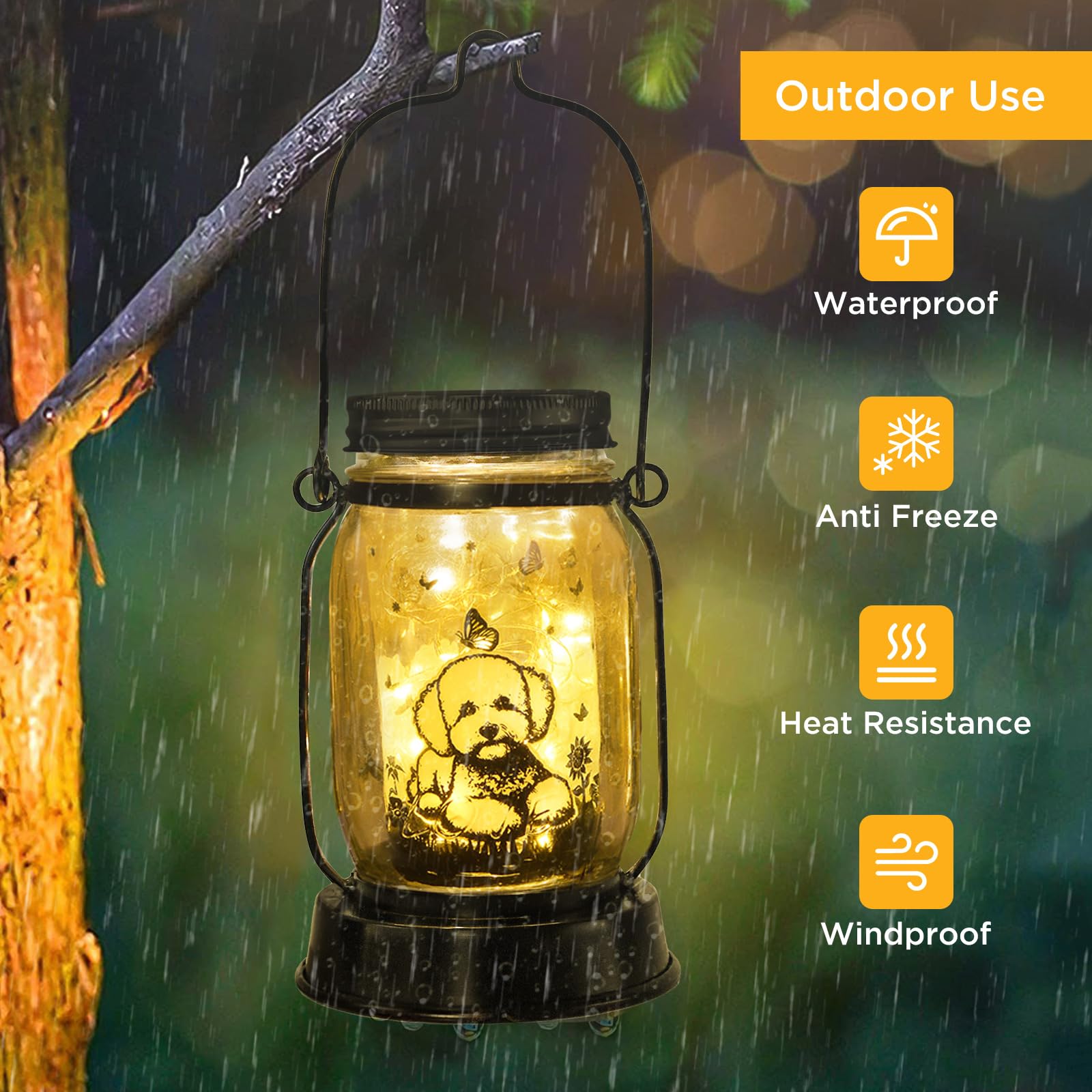 Kyoryuger Bichon Dog Gifts For Women/Men Bichon Frise Solar Lanterns Birthday Dog Lovers Lantern Pet Loss Dog Memorial Lights So