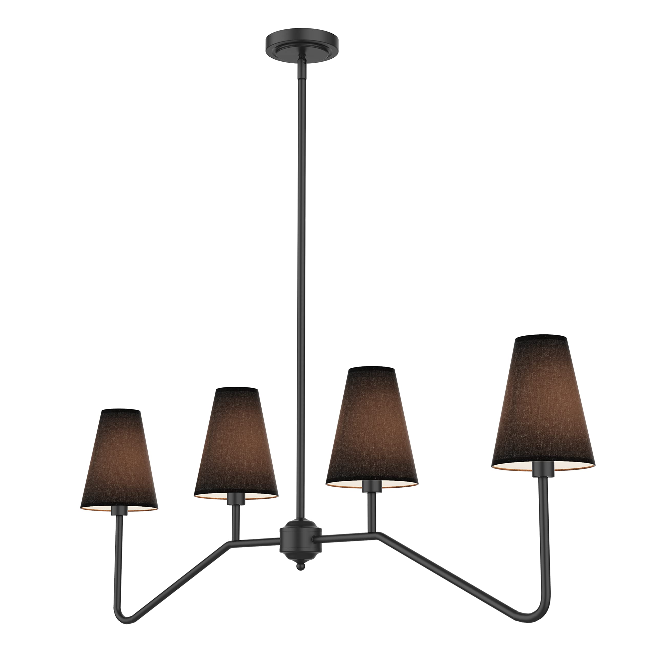 Electro Bp;47'' W 4-Light Linear Kitchen Island Lighting Fixture Classic Chandeliers Matt Black With Black Linen Shades 160W