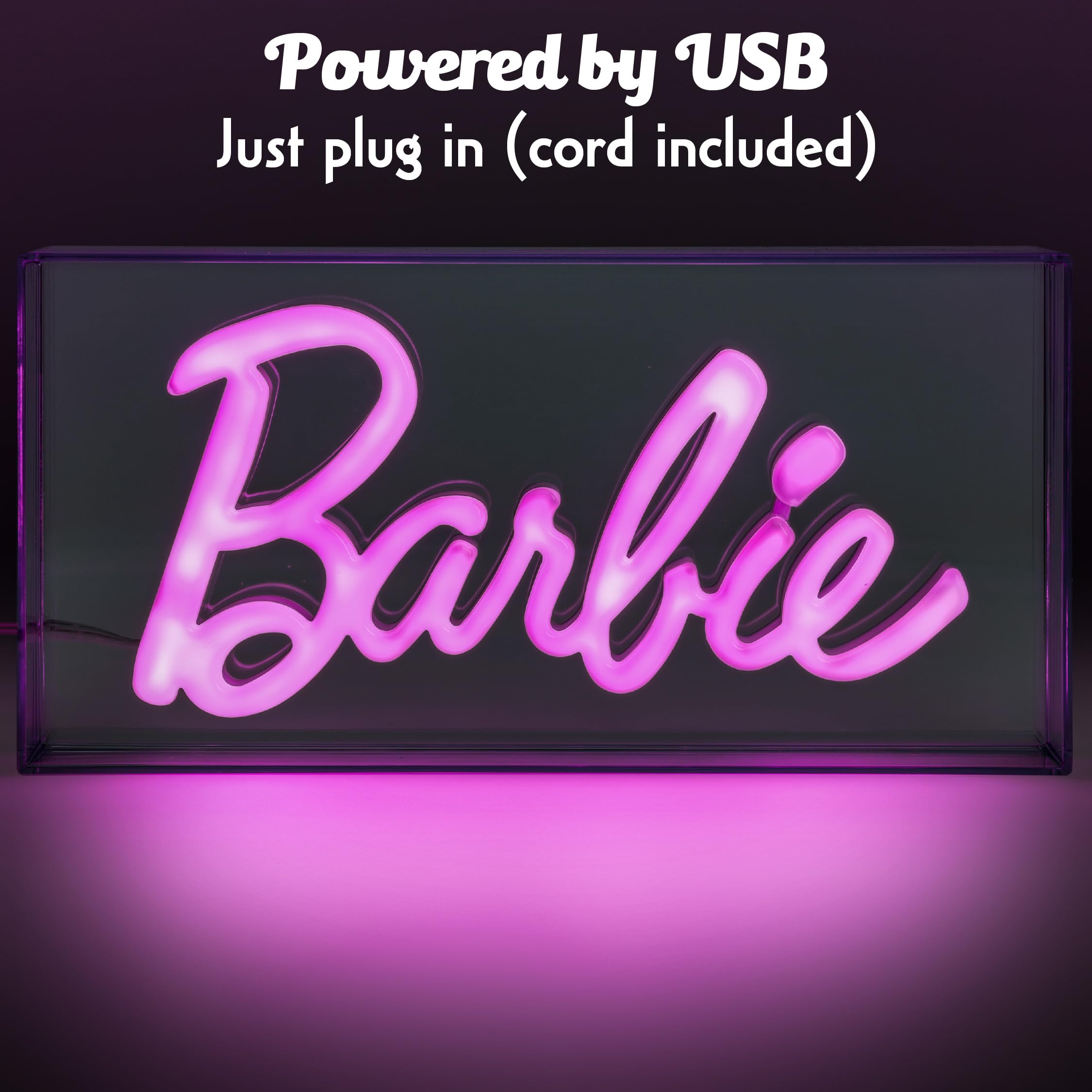 Paladone Barbie Logo LED Neon Pink Sign, Model PP11573BR, Clear with Light Off, Officially Licensed Room Decor