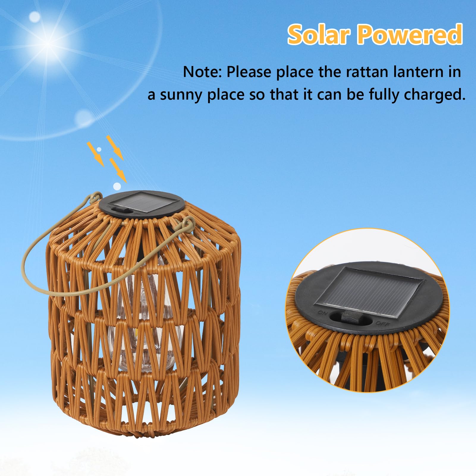2 Pack Solar Lanterns Outdoor Waterproof, Rattan Solar Lights For Yard, Outdoor Garden Lights, Hanging Lanterns Decorative Birth