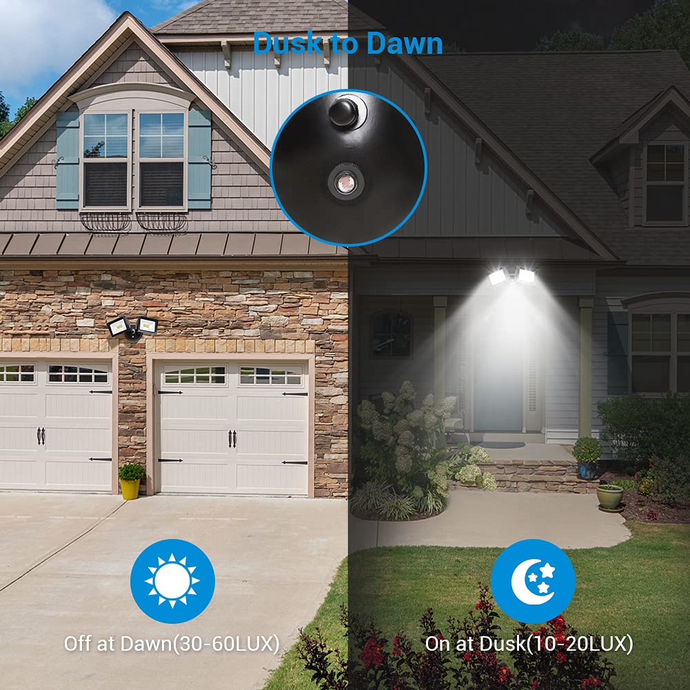 DEWENWILS LED Security Light, 62W Dusk to Dawn, 5400LM, IP65 Waterproof, 5000K Daylight, Black, Model HHSL03A