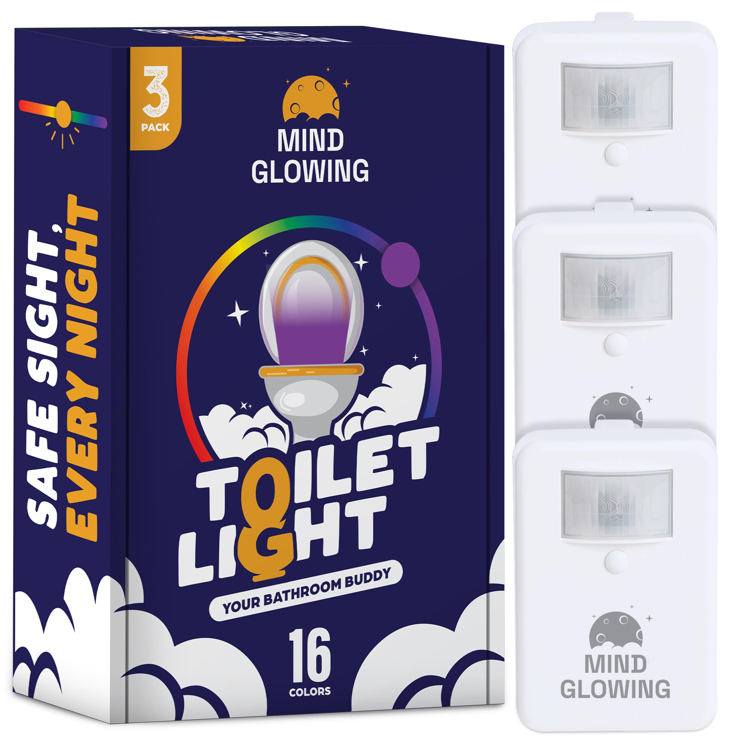 Mind-Glowing Toilet Light with Motion Sensor - Toilet Bowl Night Light with Color Changing LED, Dimmer - Funny Gag Gift for Men,